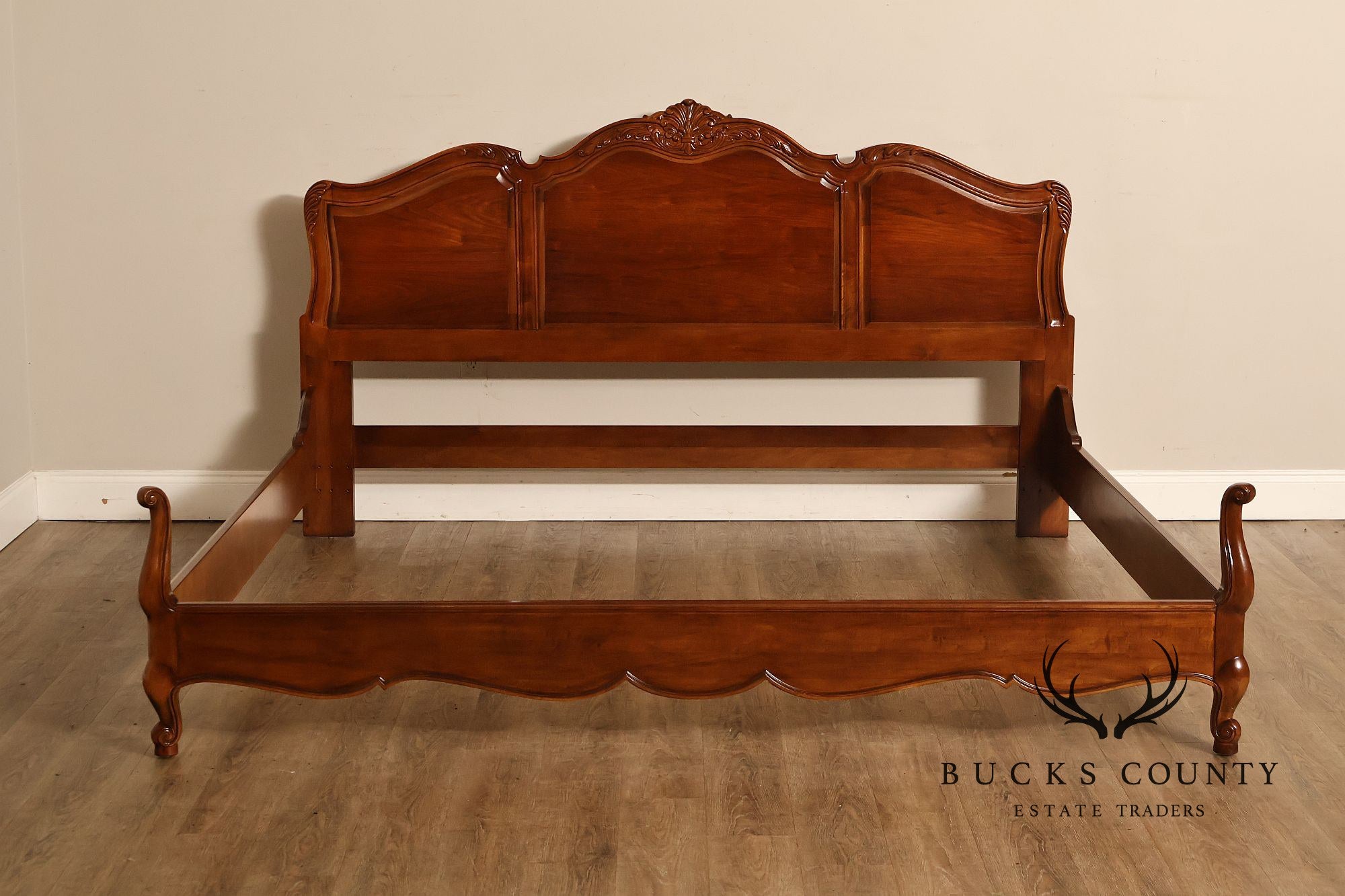 Henredon Carved Cherry King Size Bed Frame