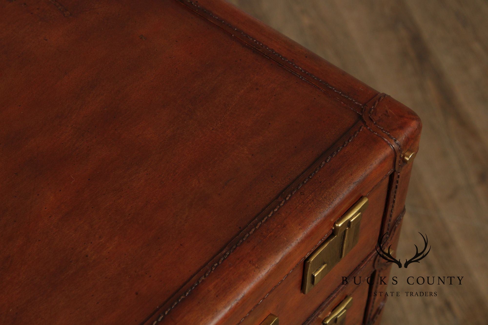 Maitland Smith Leather Stacking Luggage Chest Of Drawers