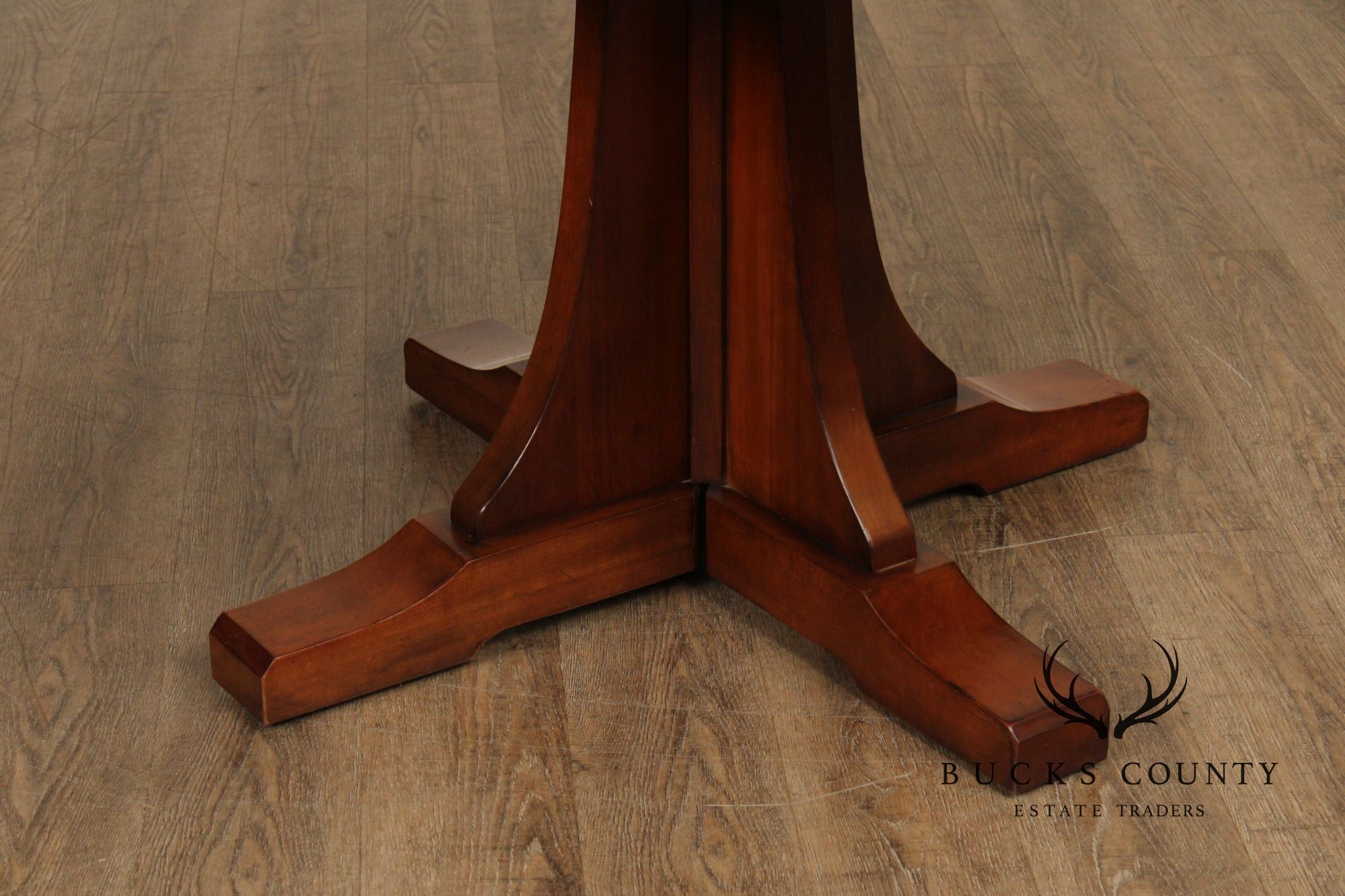 Stickley Mission Collection Round Cherry Expandable Pedestal Dining Table