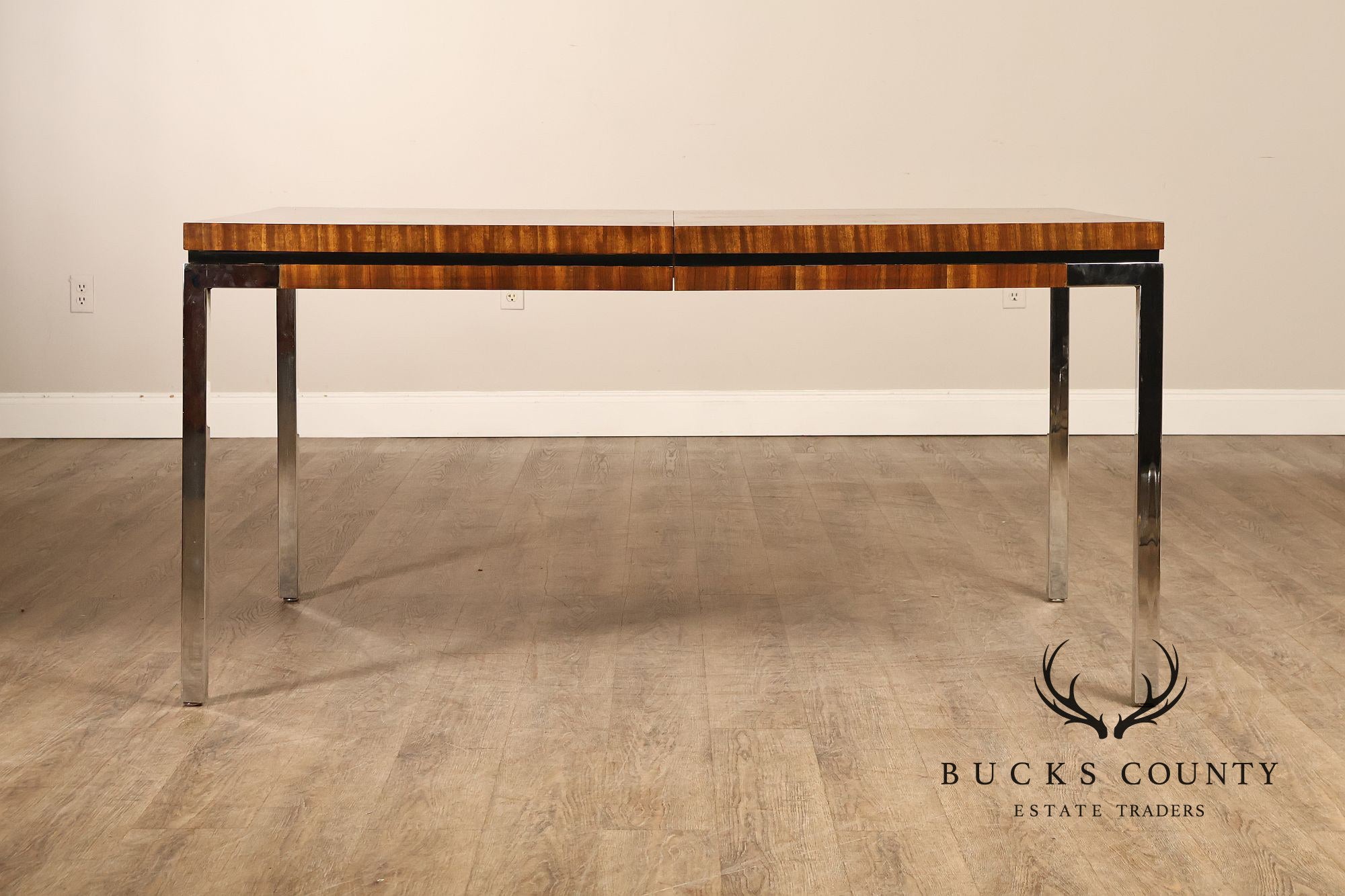 Mid Century Modern Expandable Rosewood and Chrome Dining Table