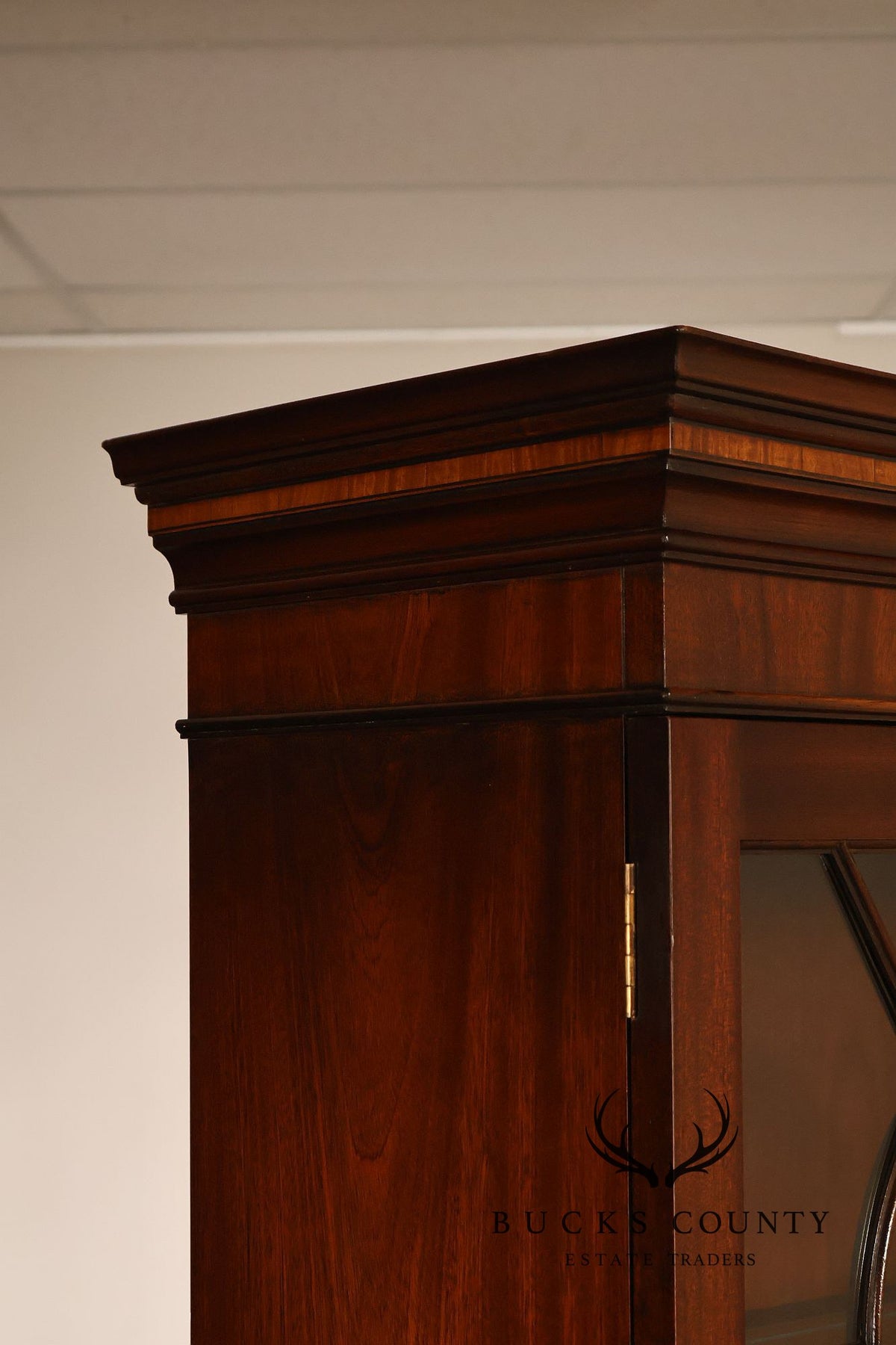 Bevan Funnell Reprodux English Georgian Style Inlaid Mahogany Breakfront