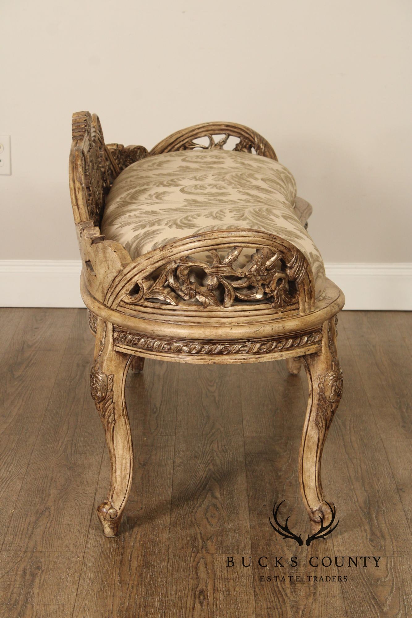 Italian Rococo Style Antiqued Window Bench
