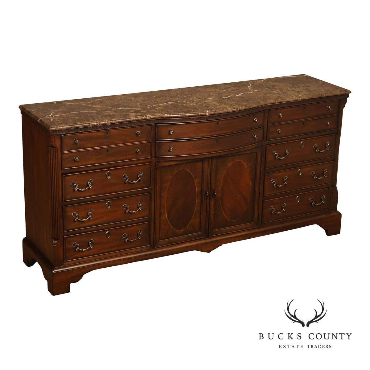 Drexel Heritage 'Covington Park' Marble Top Mahogany Door Chest