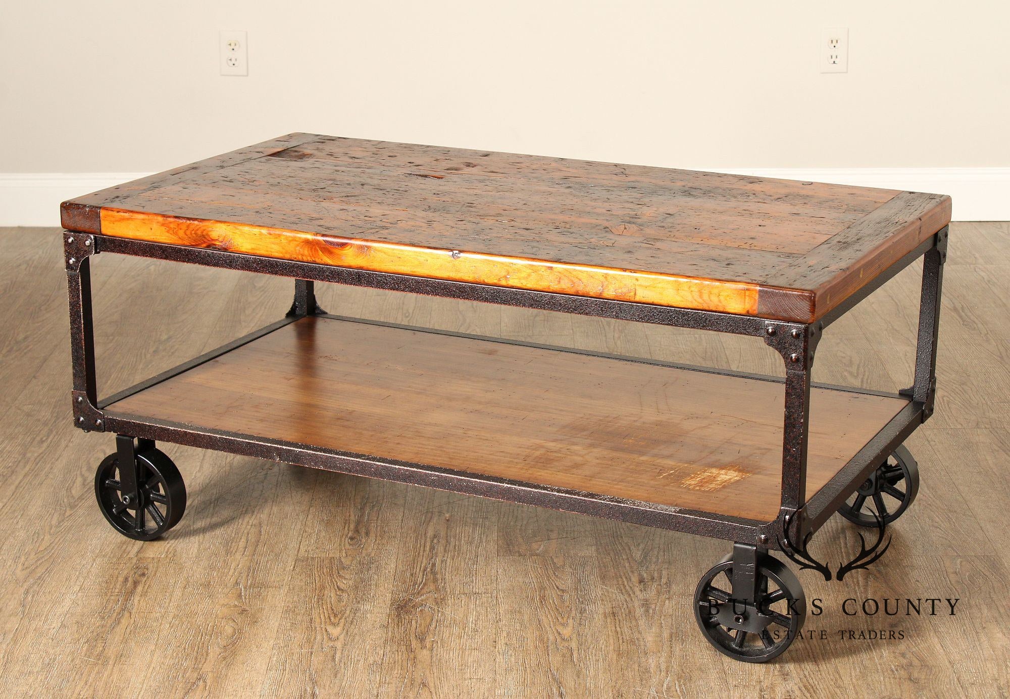 Industrial Style Rolling Coffee Table