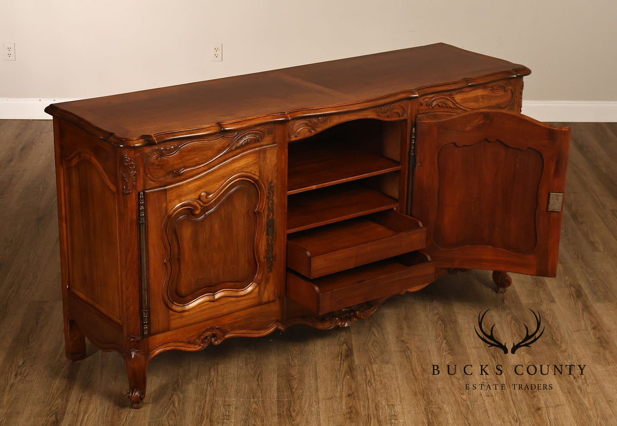 French Provincial Style Carved Fruitwood Three Door Sideboard