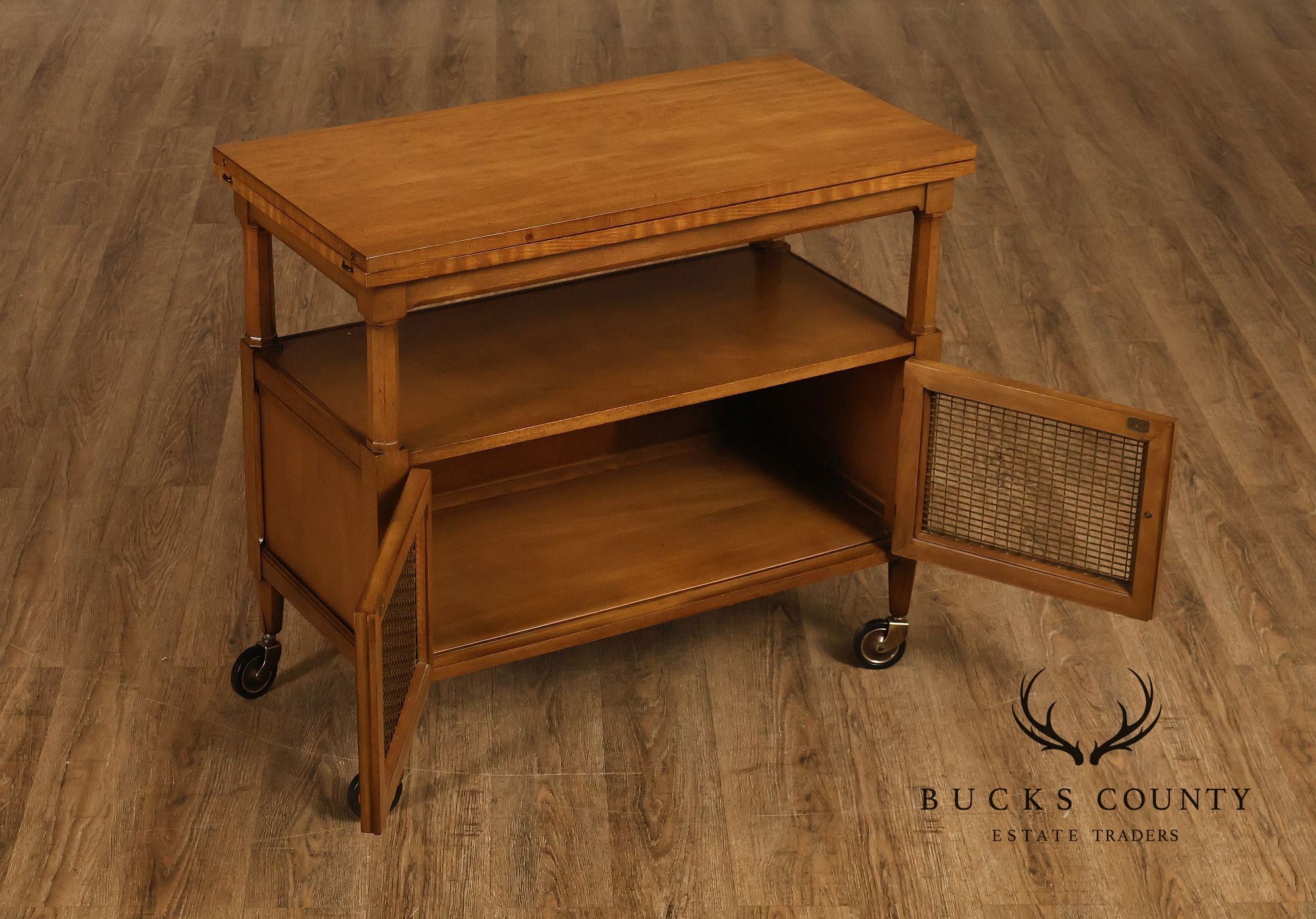Henredon Vintage Walnut Drop Leaf Server Bar Cart
