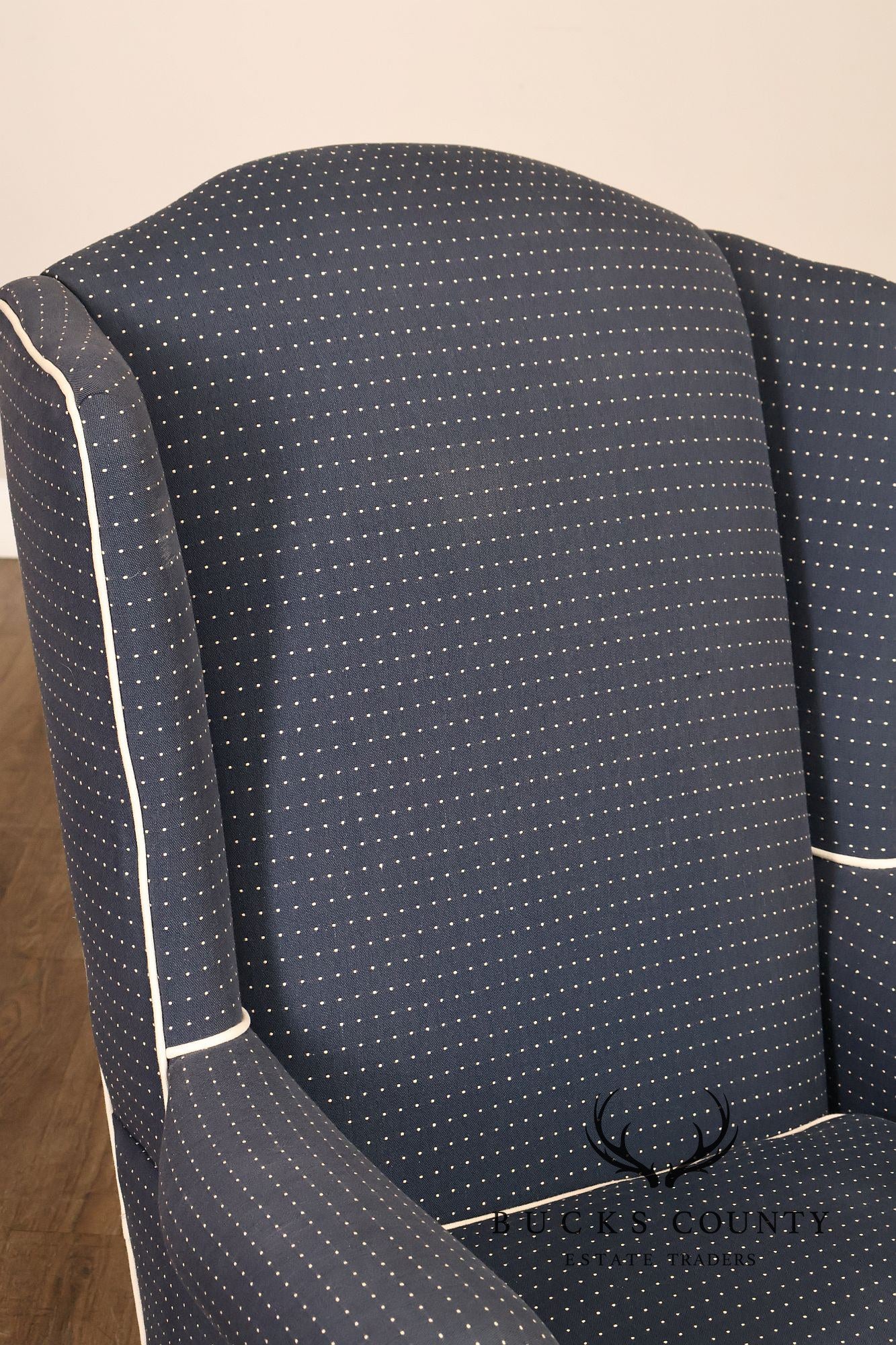 Vintage Queen Anne Style Upholstered Wing Chair