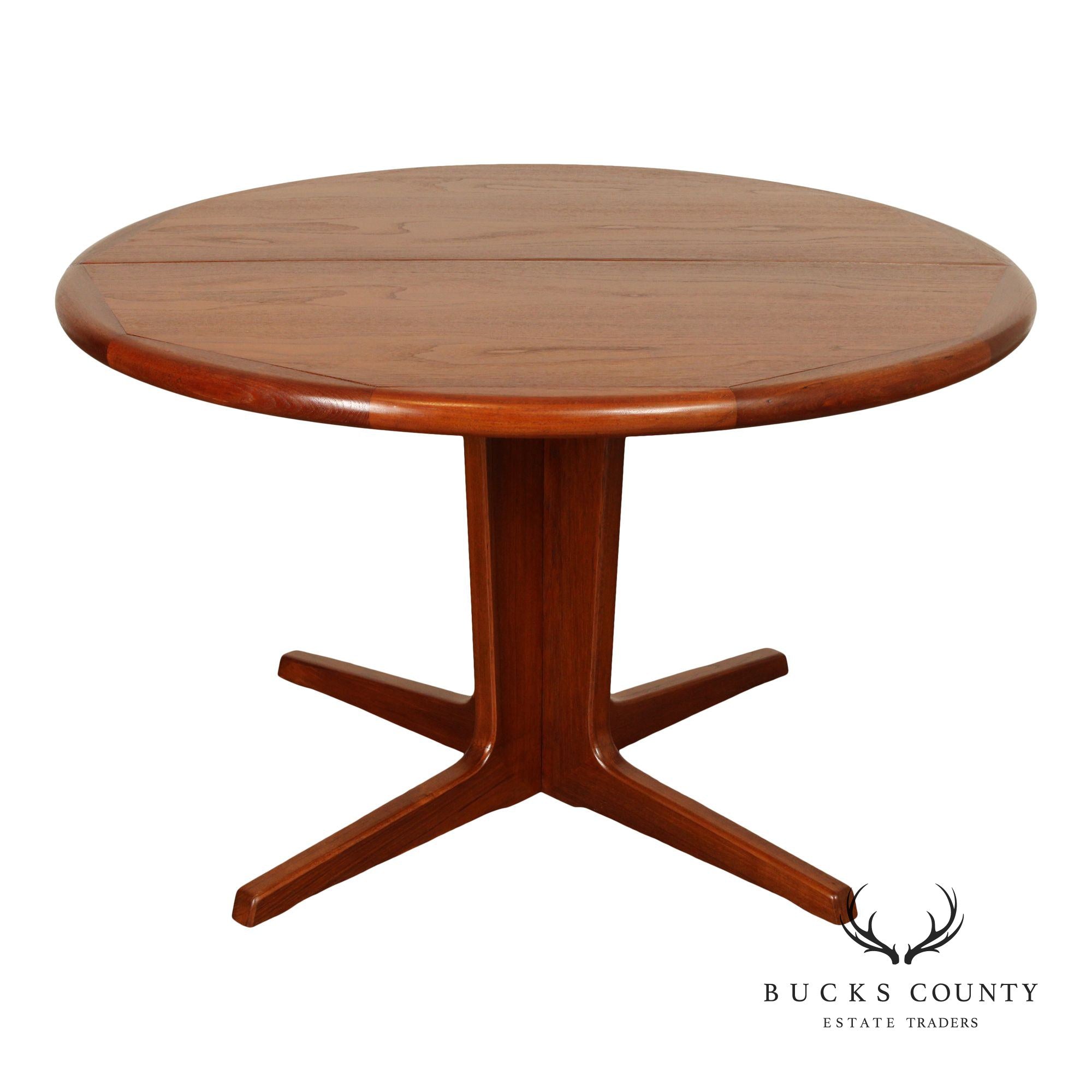 Danish Modern Round Teak Expandable Dining Table