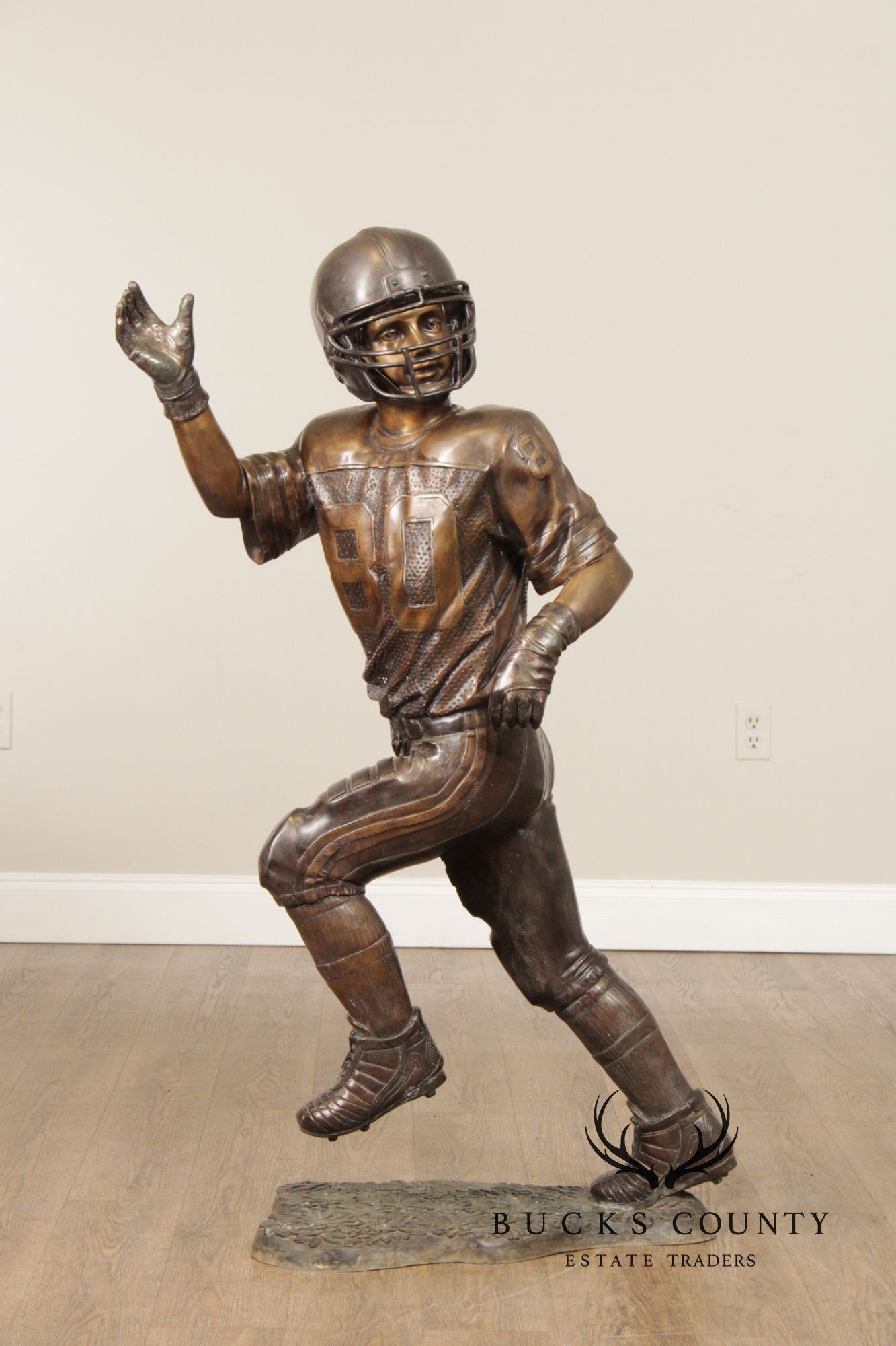 Bronze Garden Statue Of A Football Player