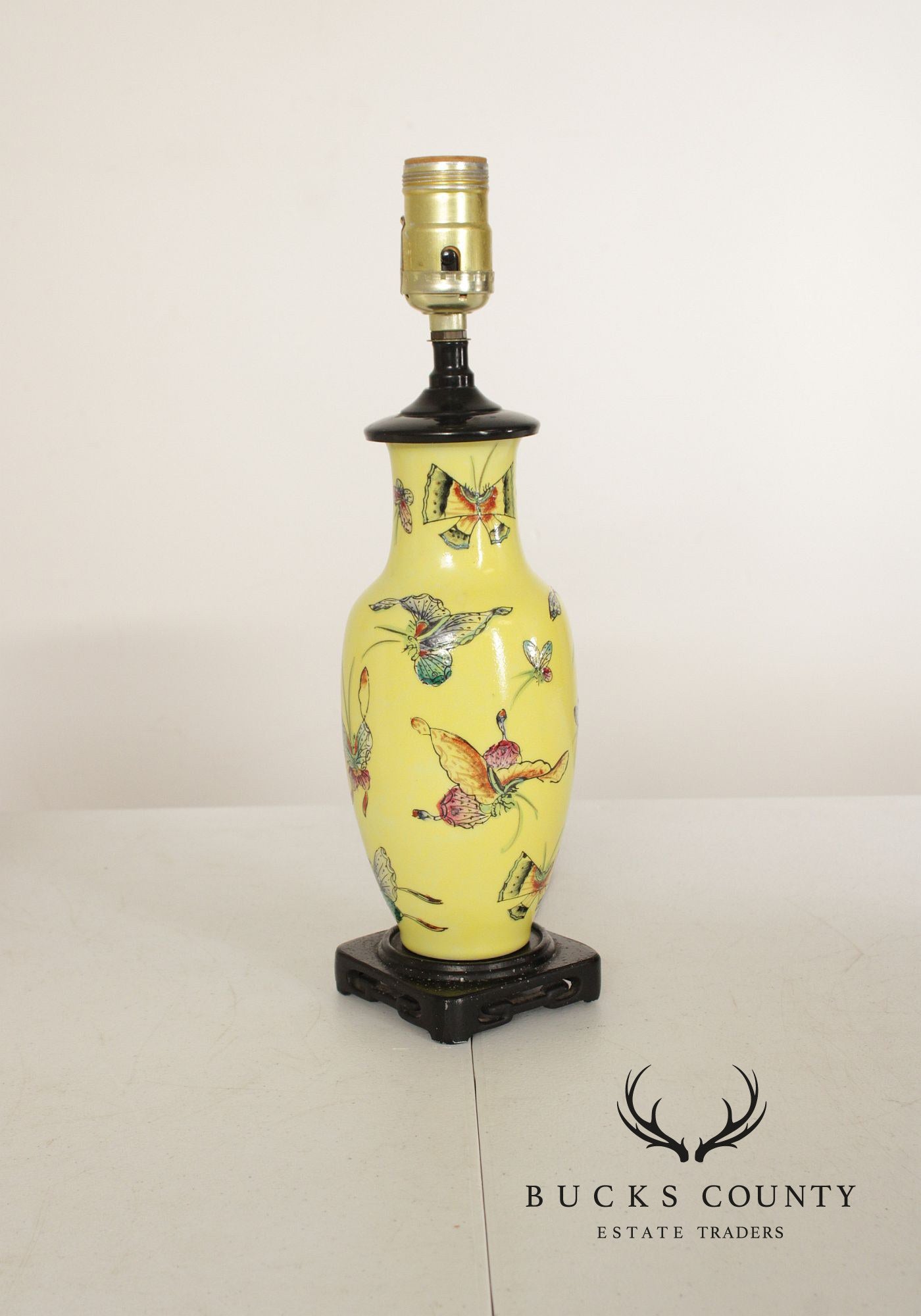 Chinese Pair of Famille Jaune Porcelain Table Lamps