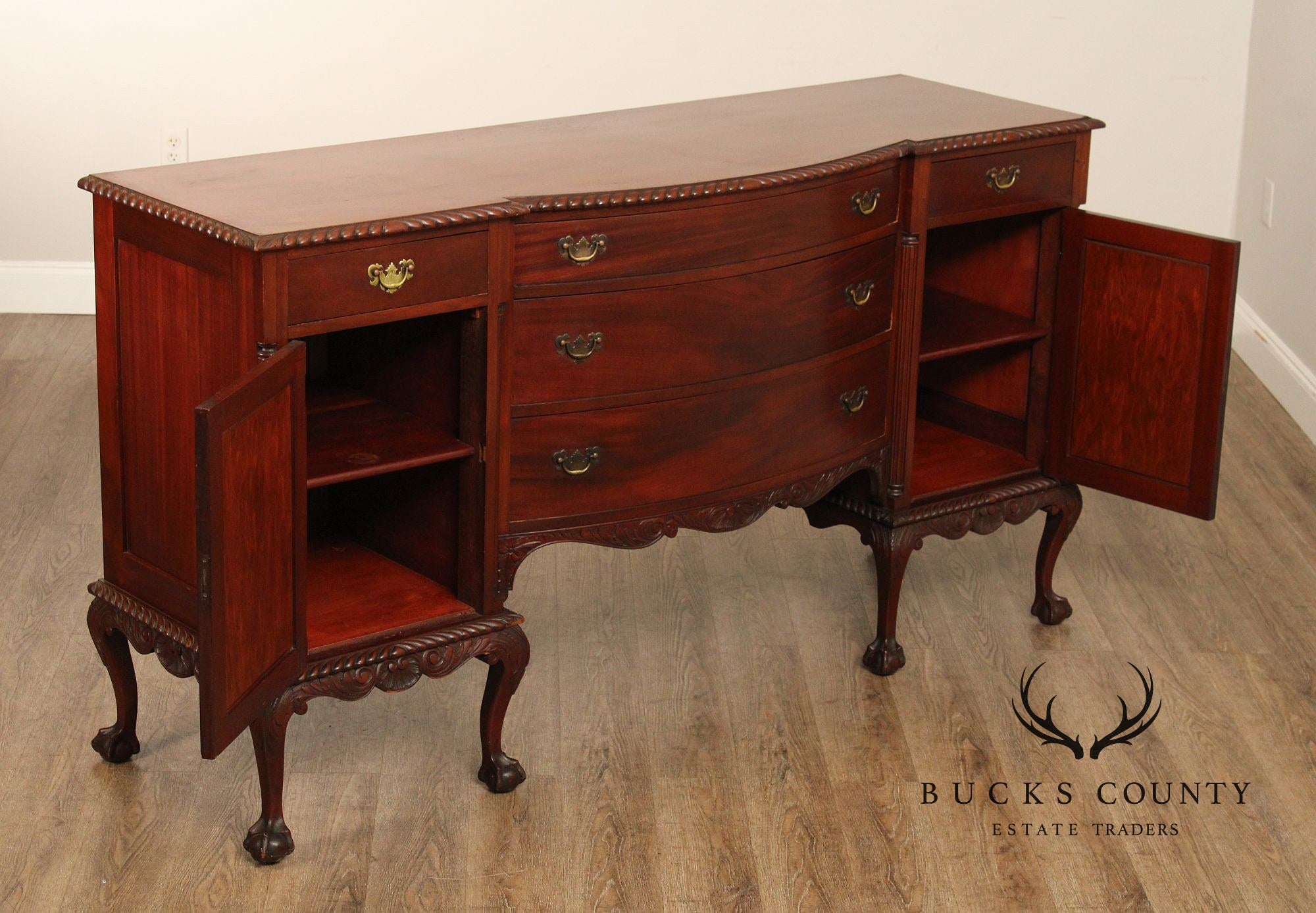 Chippendale Style Vintage Carved Mahogany Sideboard