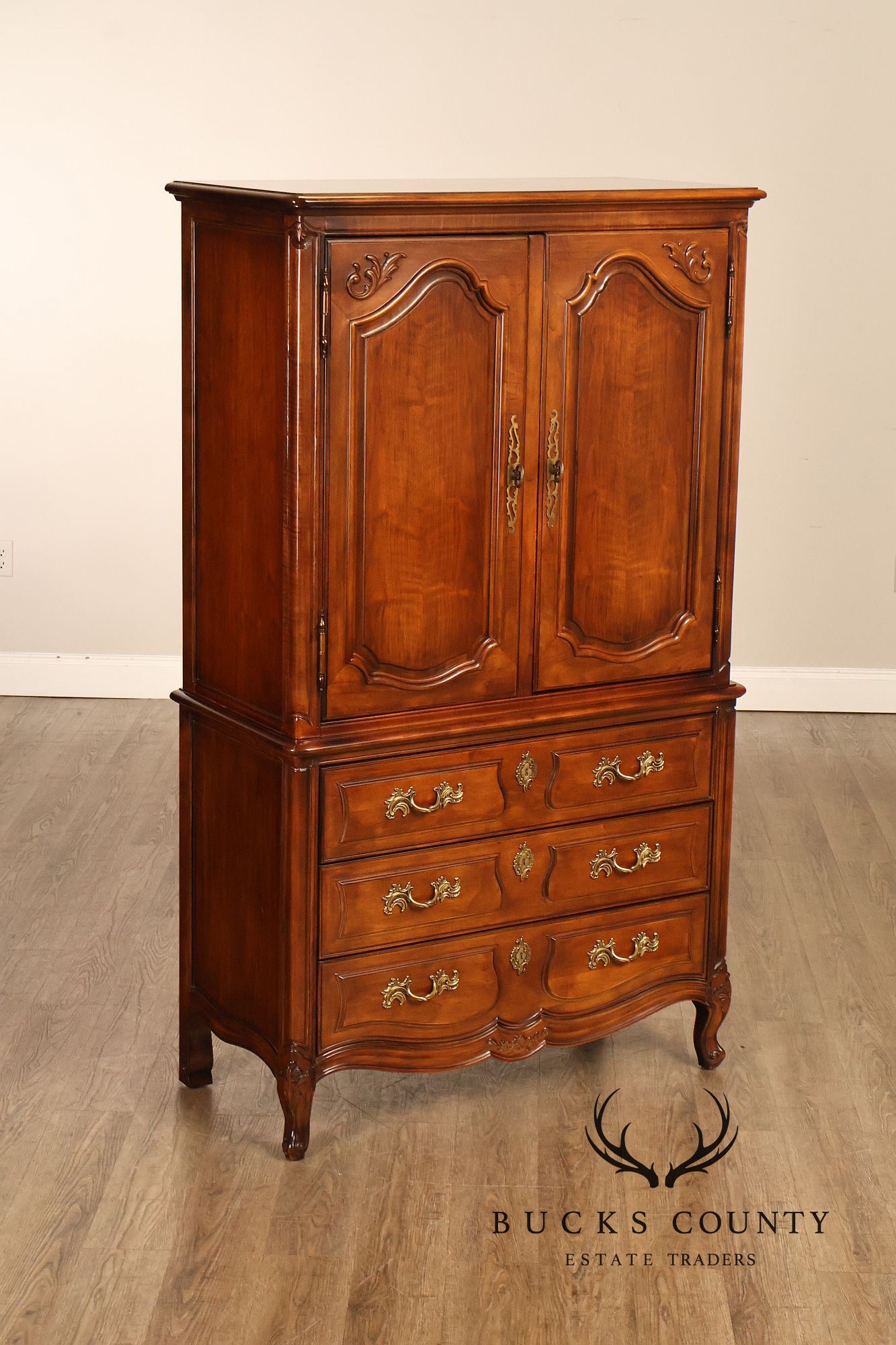 Henredon French Country Style Walnut Armoire