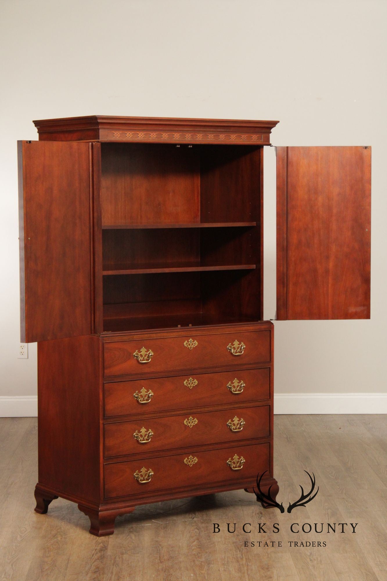 Baker Furniture Chippendale Style Mahogany Armoire
