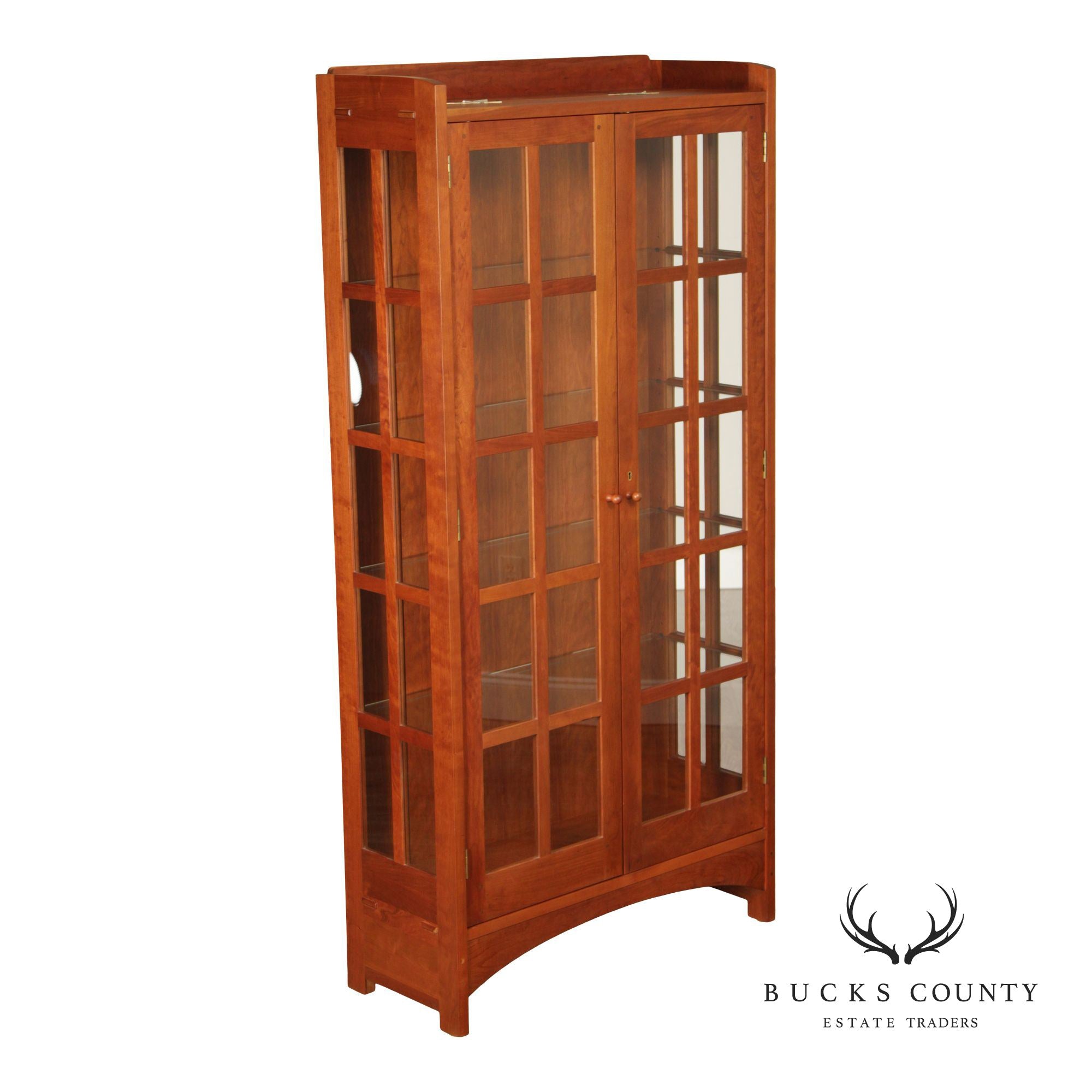 Stickley Mission Collection Cherry Lighted Display Cabinet