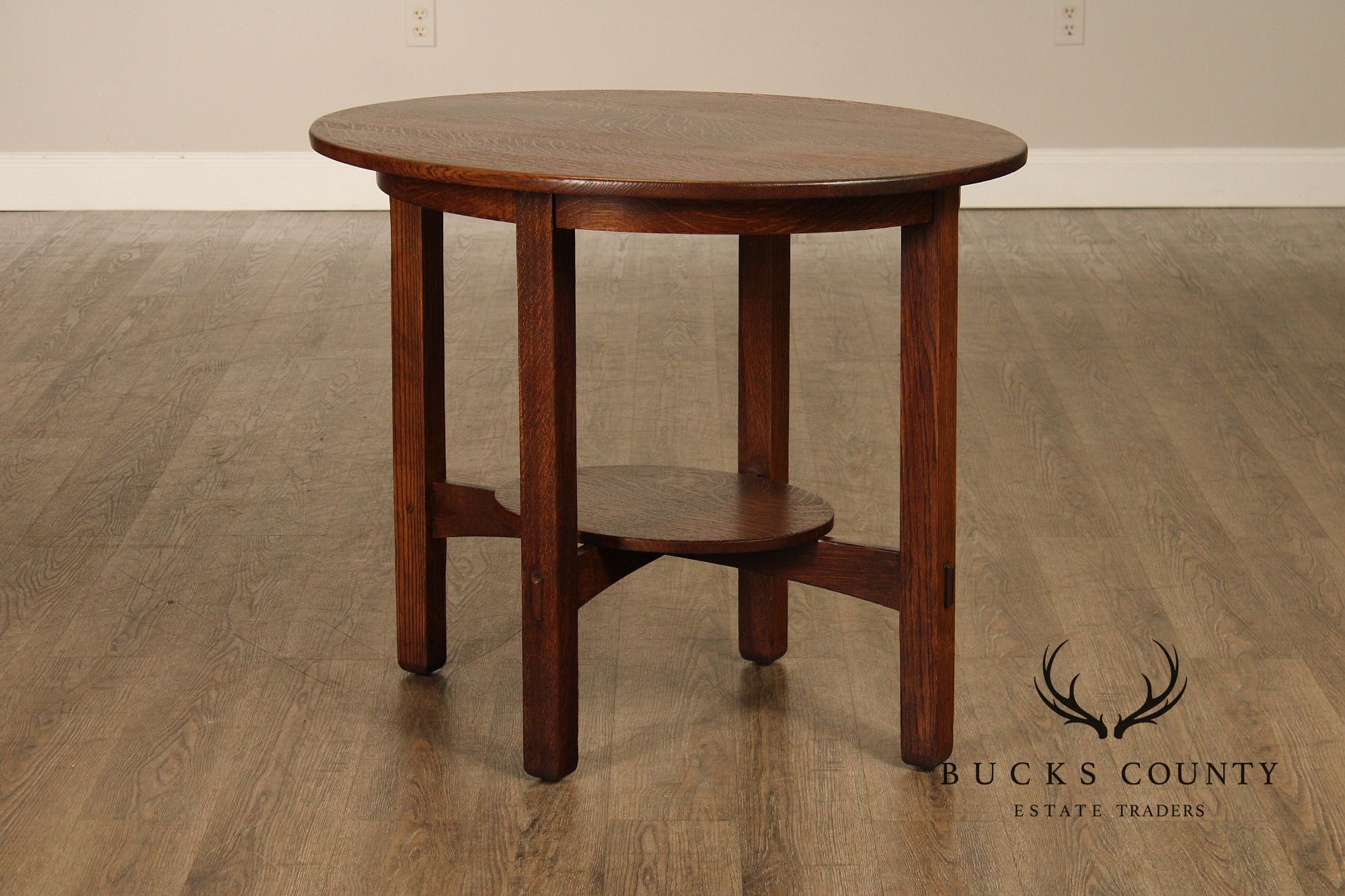 Antique Stickley Brothers Mission Oak Oval Lamp Table