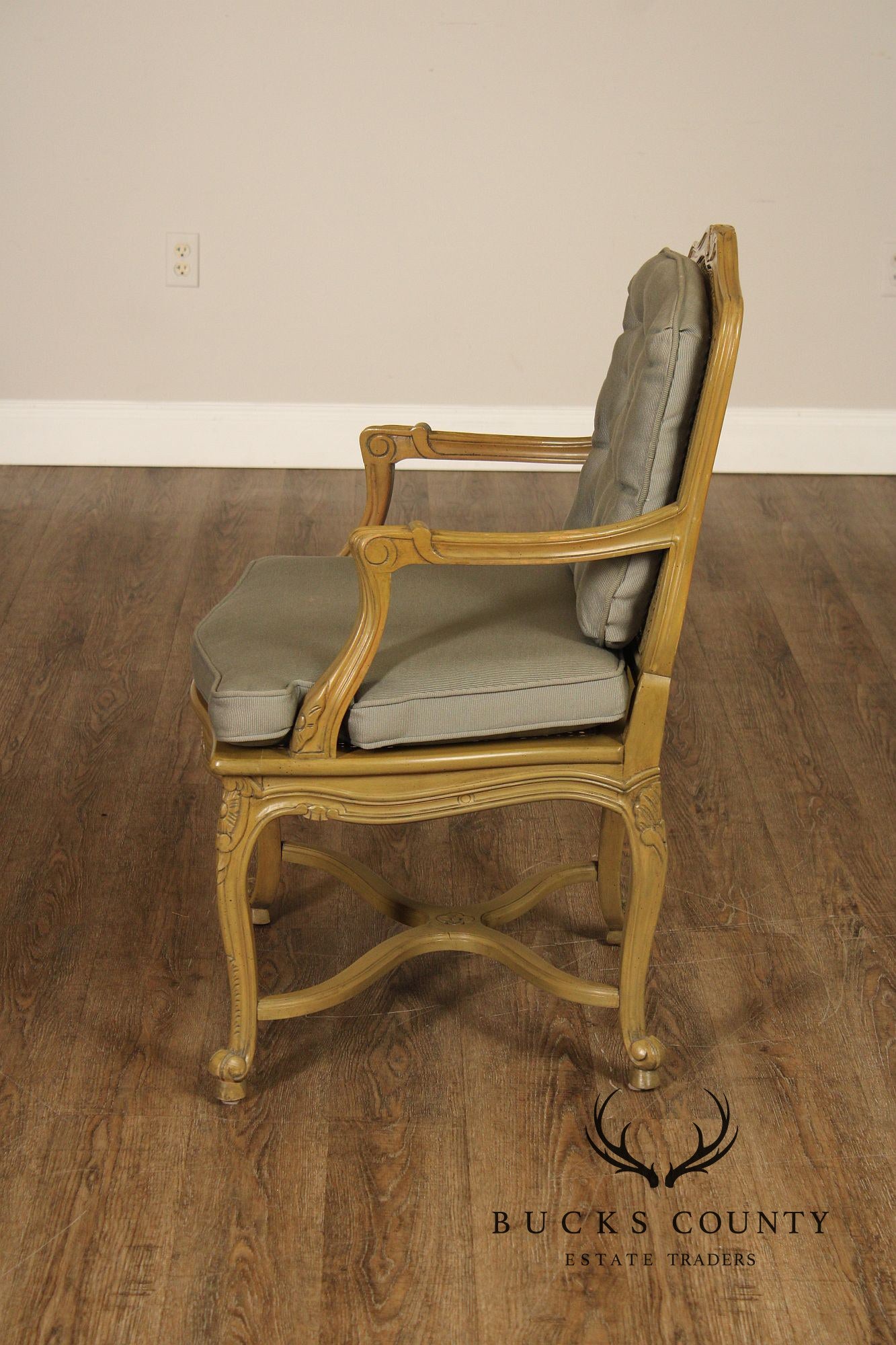 French Louis XV Style Caned  Fauteuil Armchair