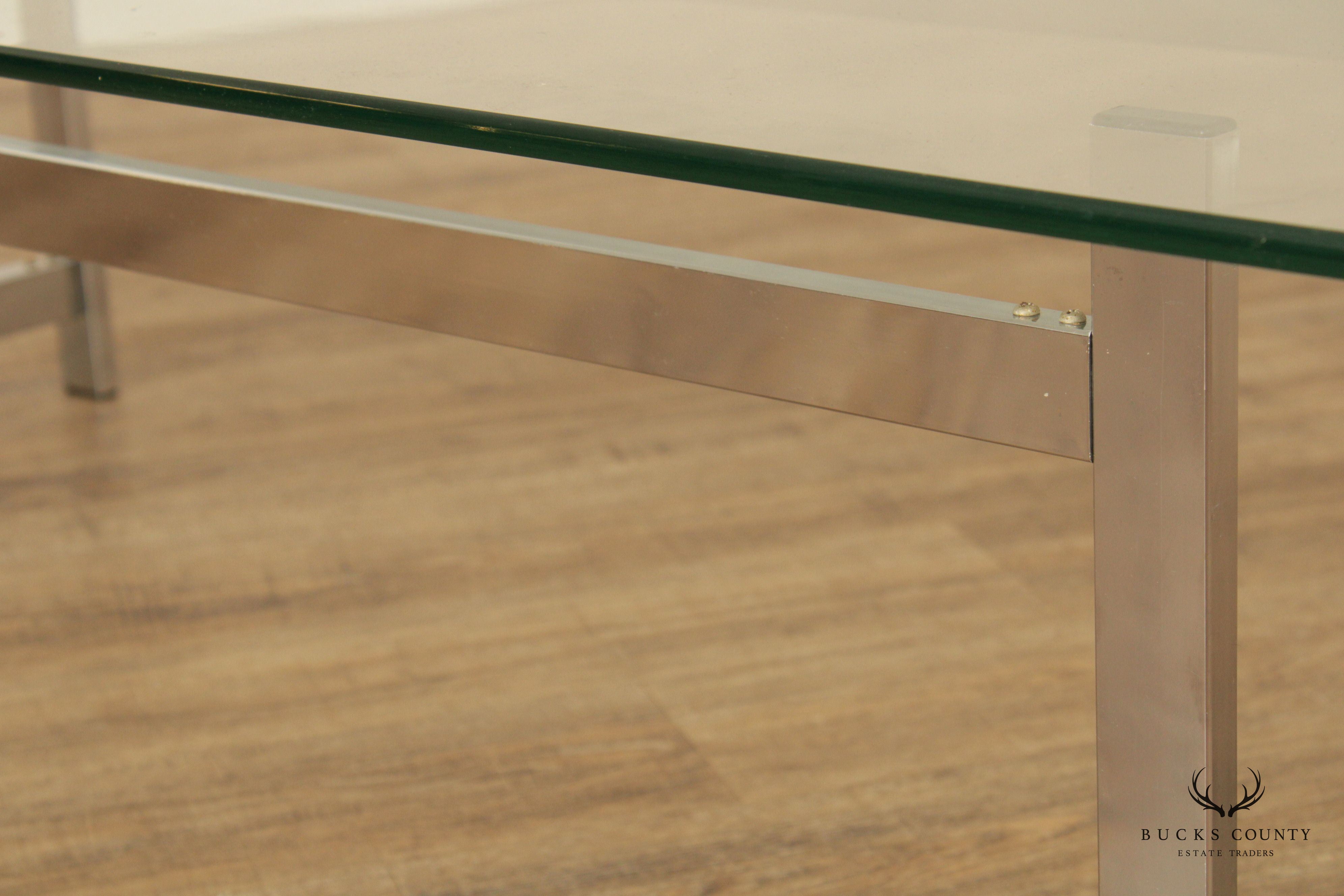 Modern Glass Top Chrome Coffee Table