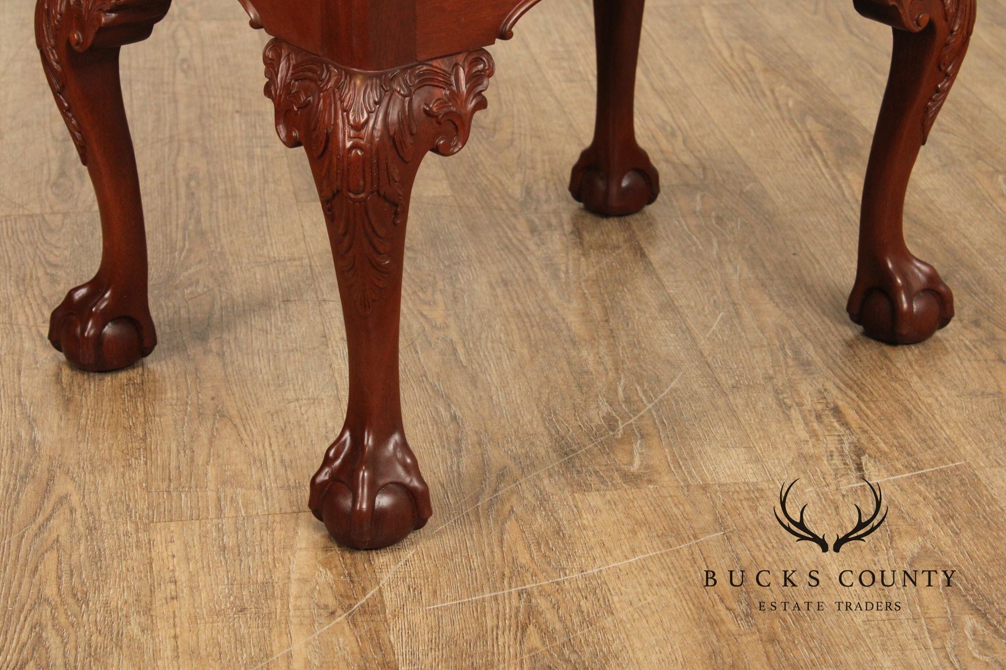 Stickley Chippendale Style Carved Mahogany Foot Stool