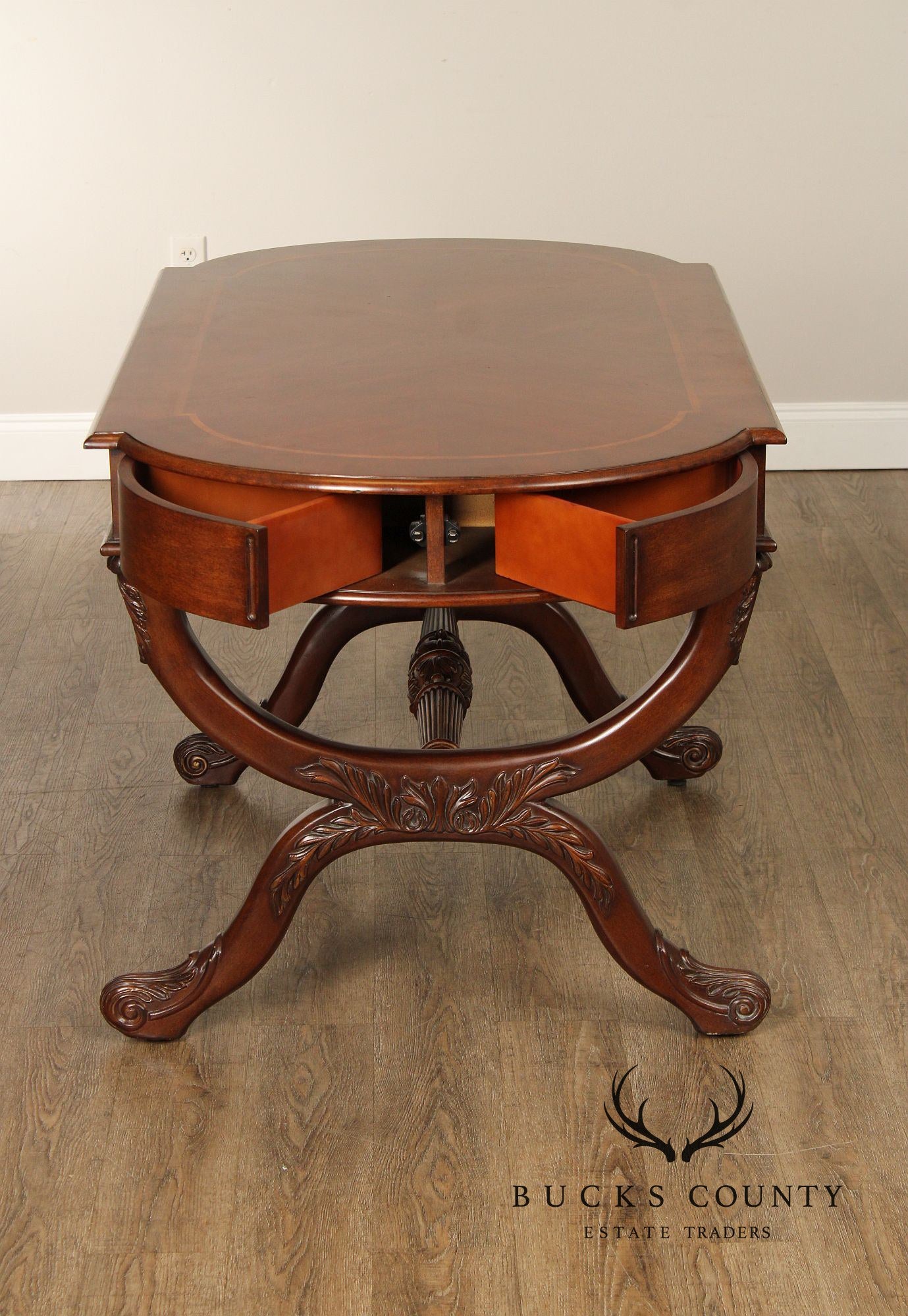 English Regency Style Inlaid Mahogany Writing Desk