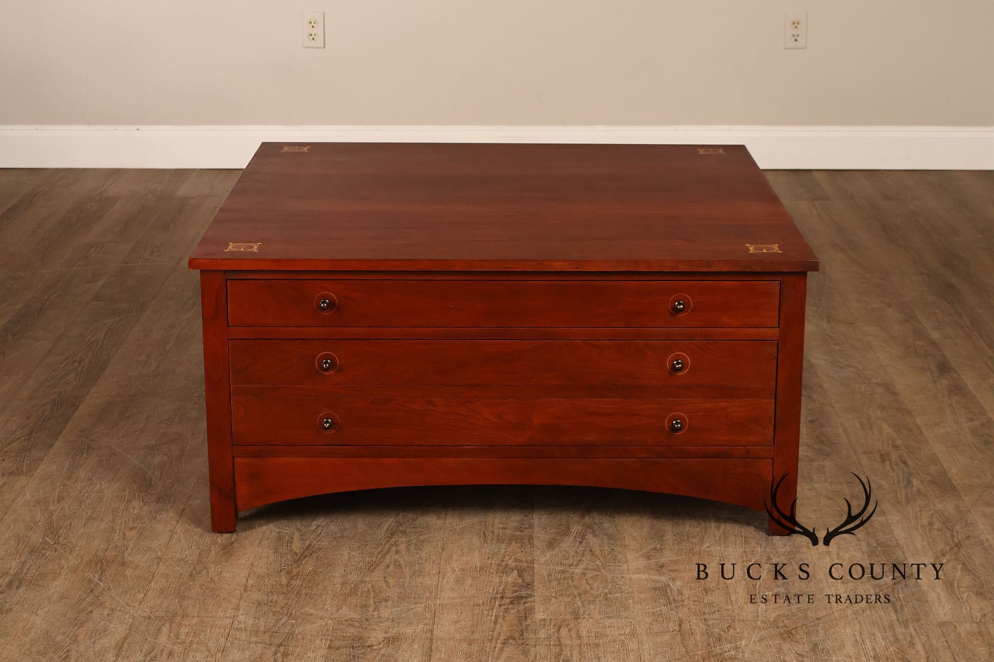 Stickley Harvey Ellis Square Cherry Storage Cocktail Table