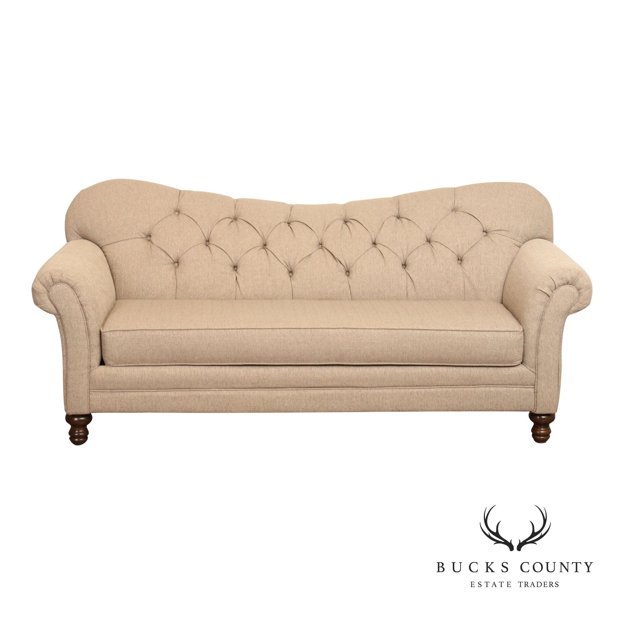 Hughes Furniture Modern English Traditional Tufted Sofa