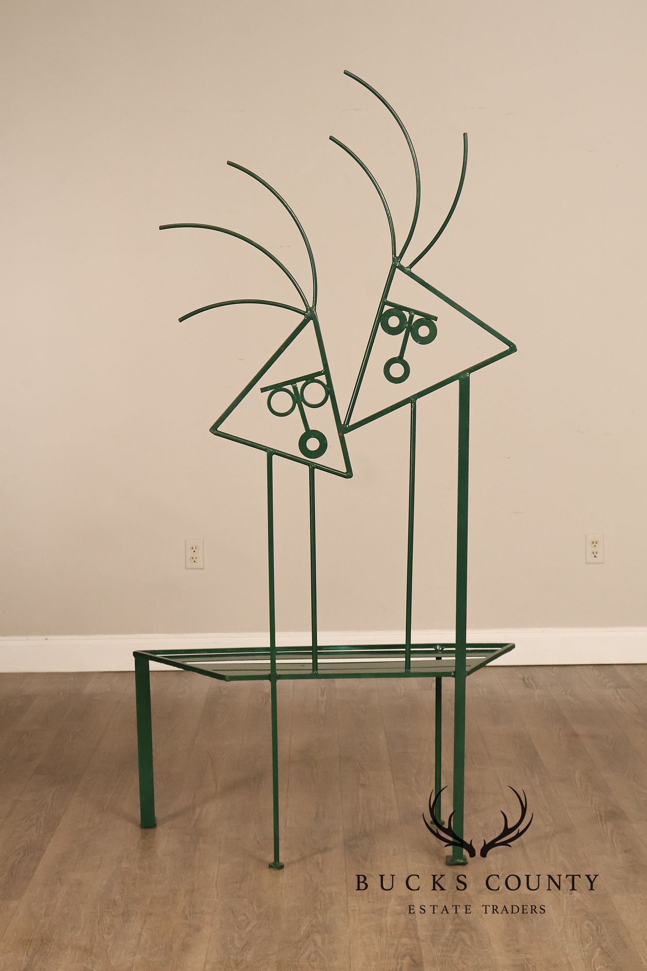 W. Travis 1998 “Sisters” Painted Metal Sculpture Bench