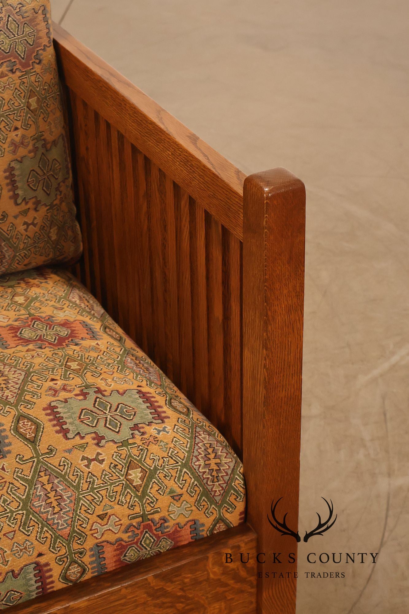 Stickley Mission Collection Oak Spindle Cube Lounge Chair