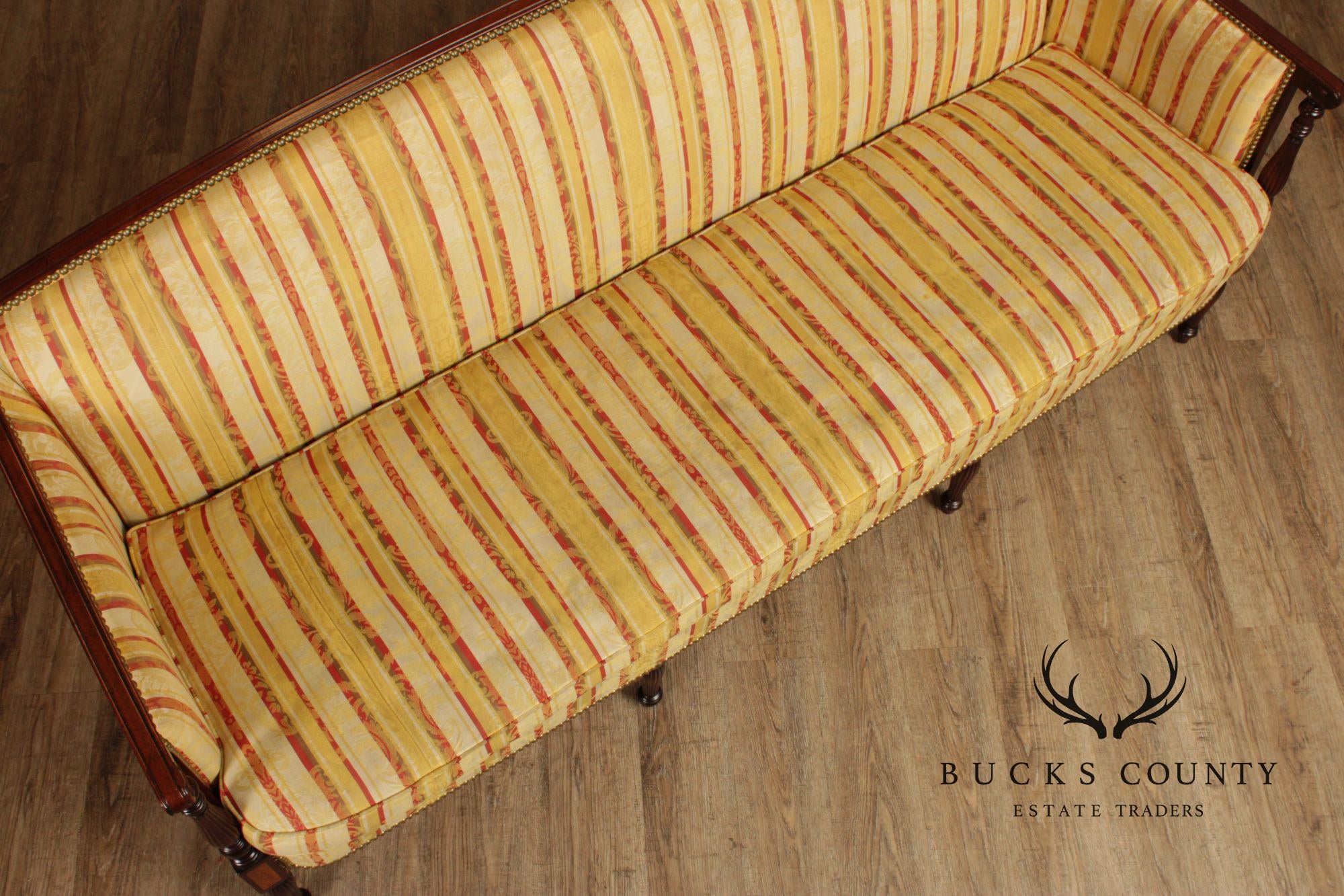 Sheraton Style Upholstered Mahogany Sofa