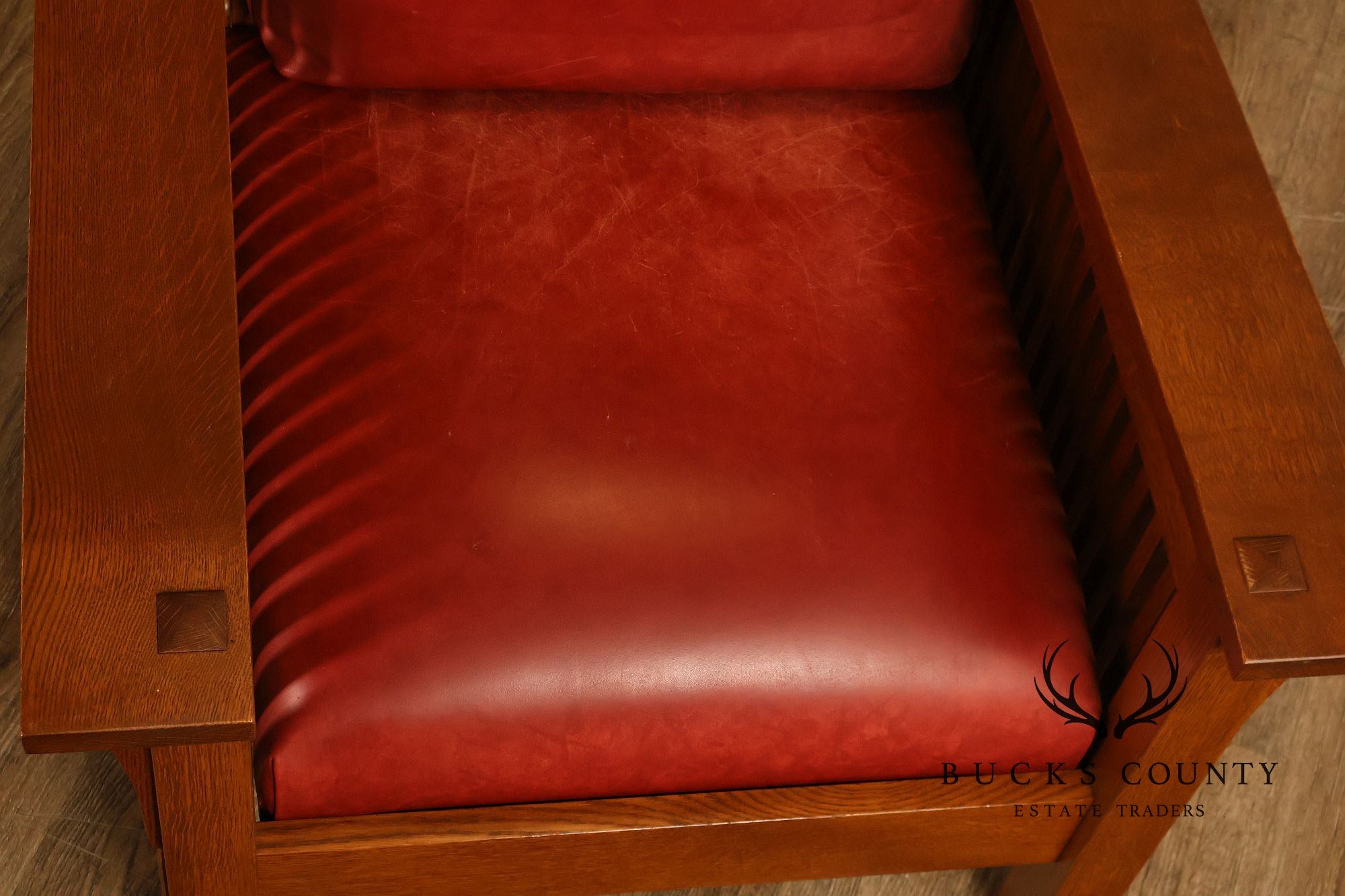 Stickley Mission Collection Pair Of Oak And Leather Morris Chairs