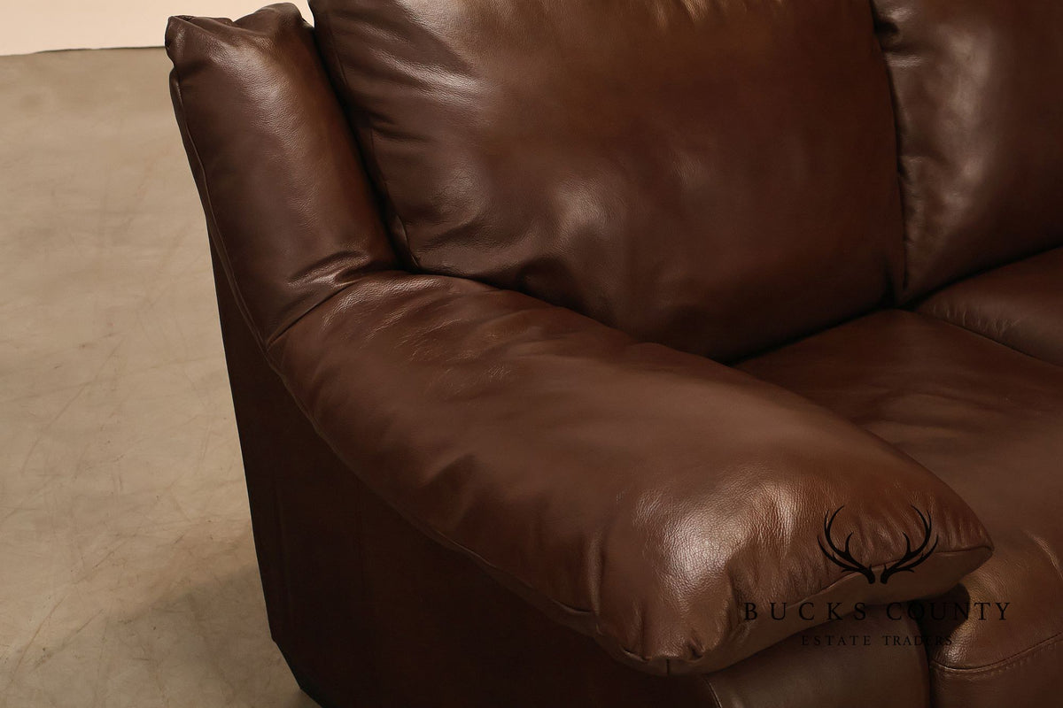 Italsofa Contemporary Brown Leather Three Seat Sofa