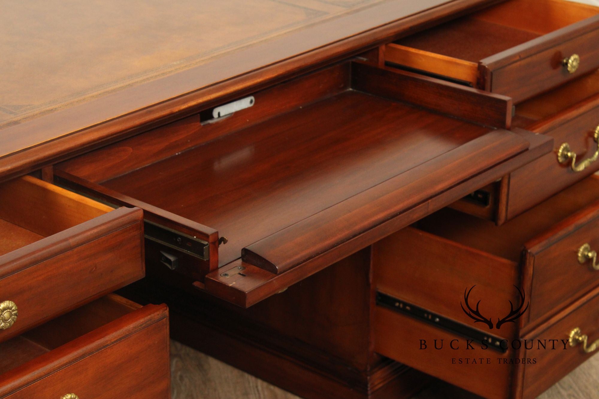 Sligh 'The Ellis Line' Mahogany Leather Top Executive Desk