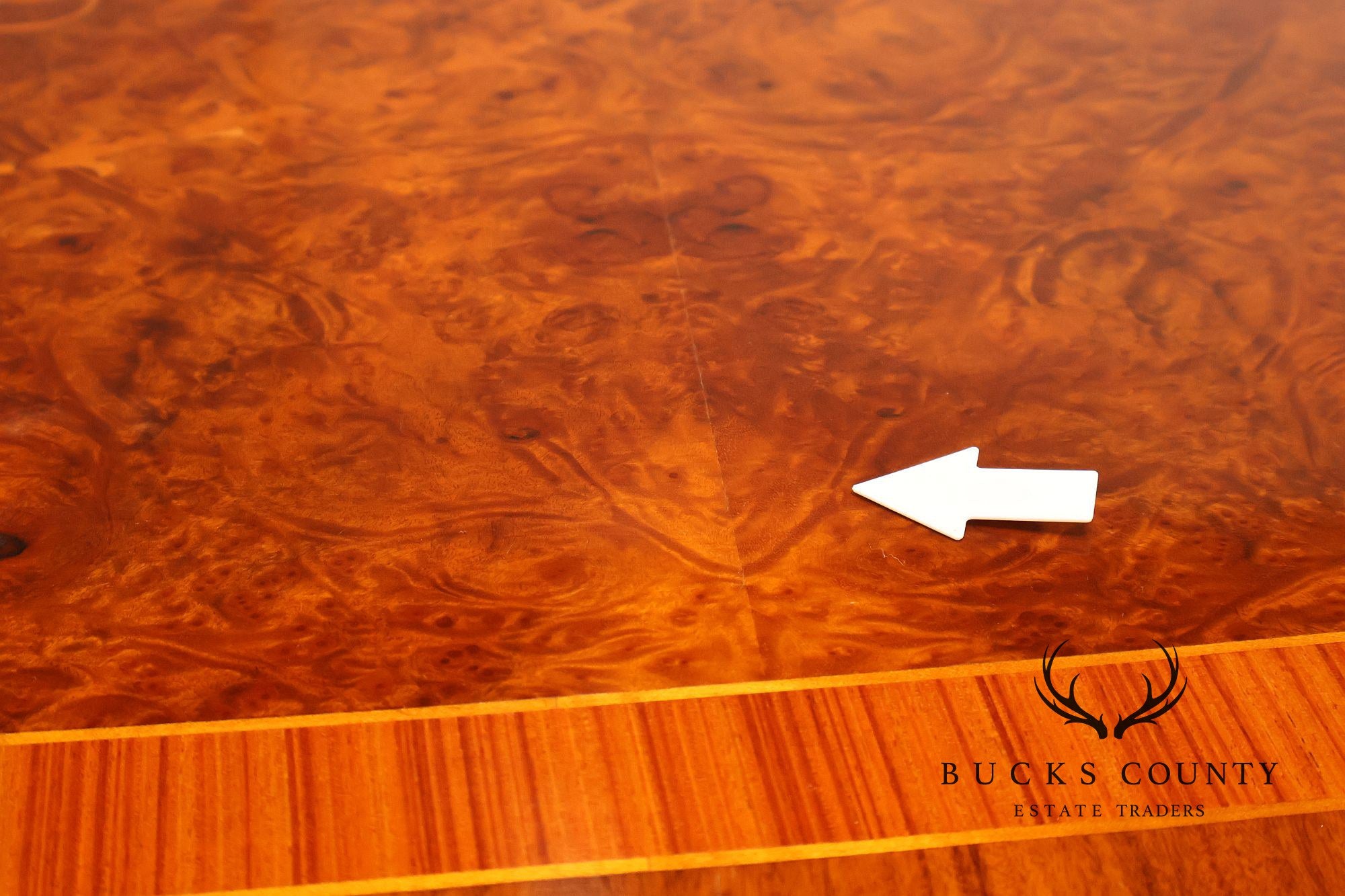 Exceptional Italian Burlwood Inlaid Double Pedestal Extendable Dining Table