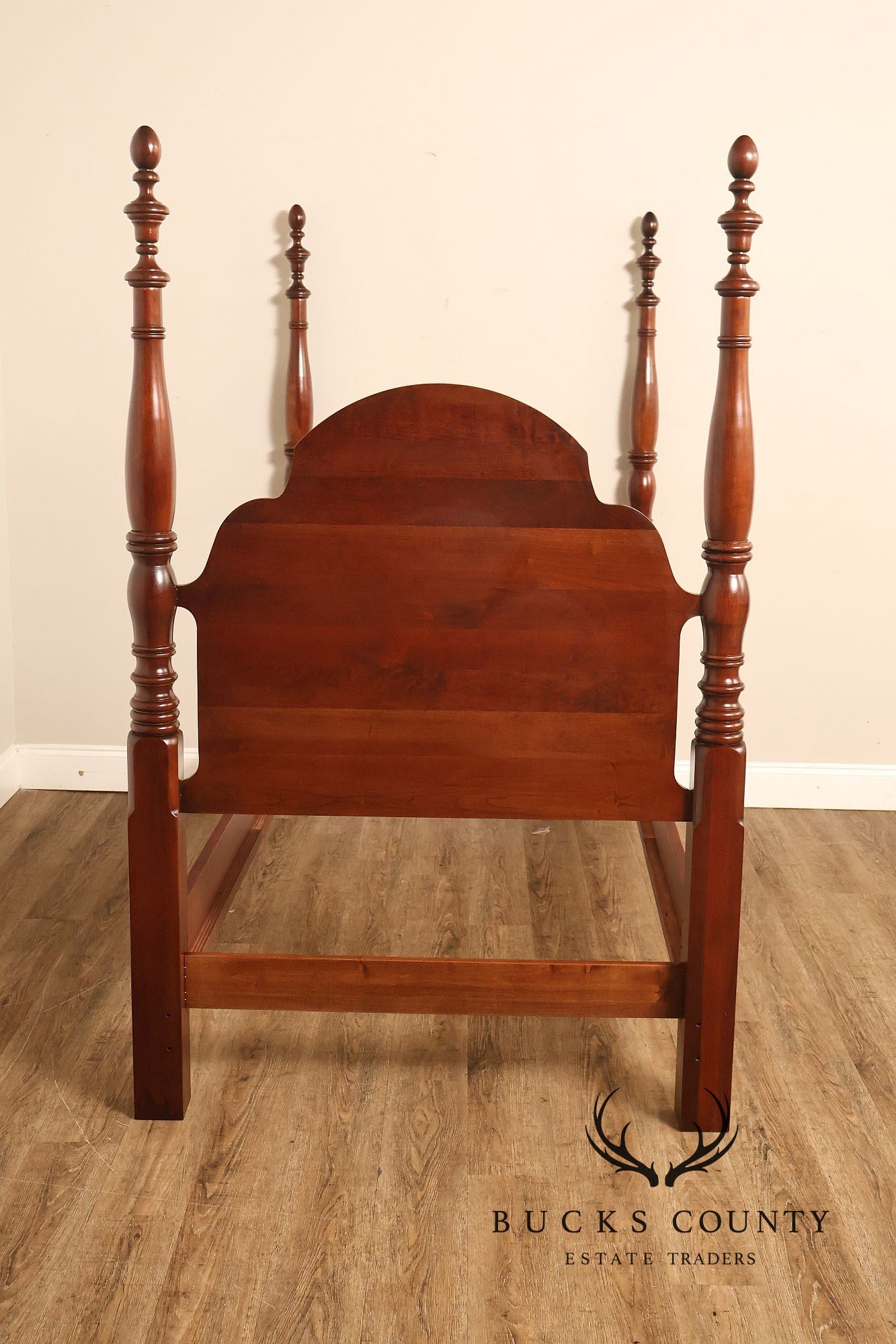 Pair Of Traditional Cherry Wood Twin Poster Beds