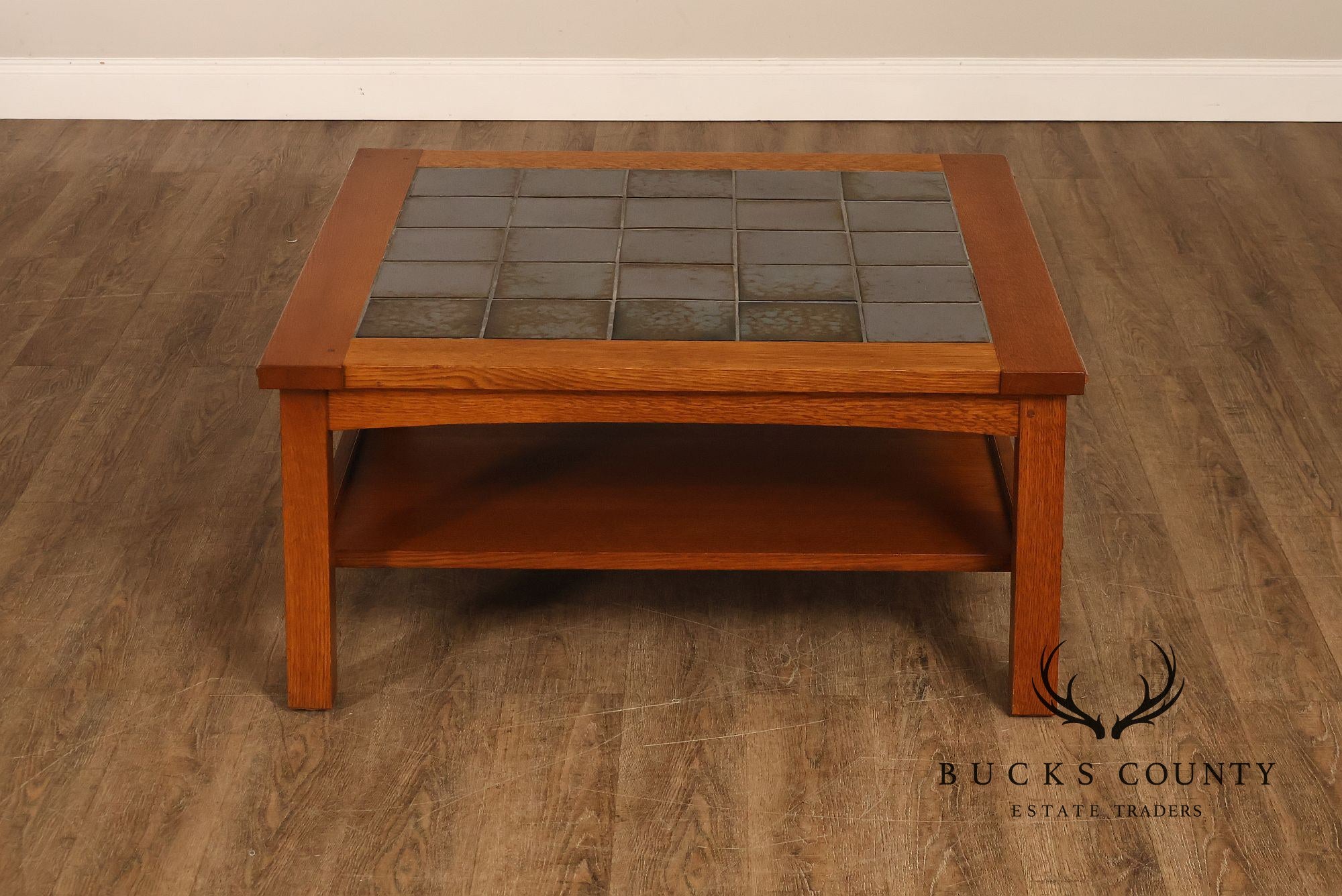 Stickley Mission Collection Tile Top Square Oak Coffee Table
