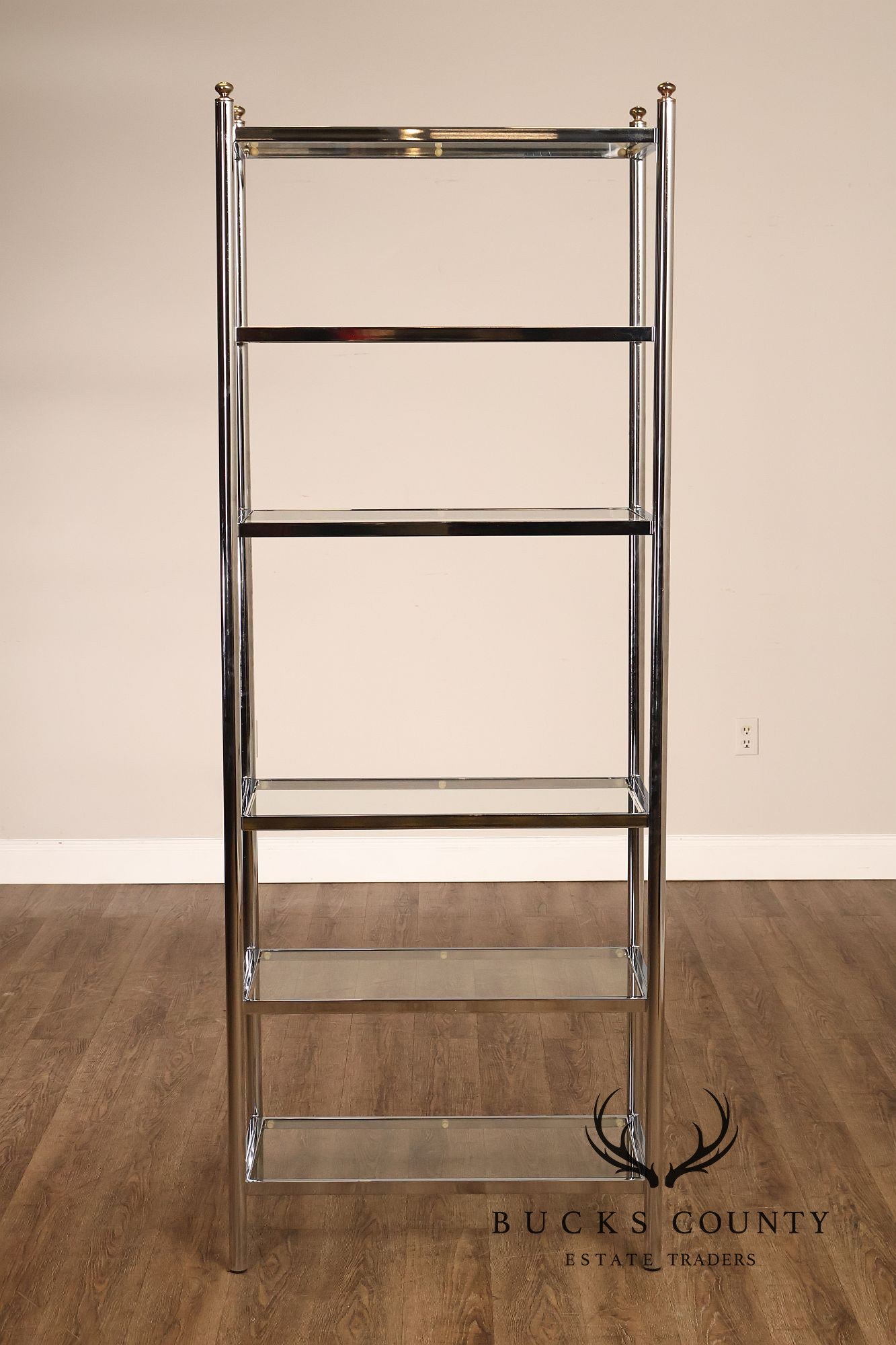 Italian Regency Style Chrome and Glass Etagere Shelf