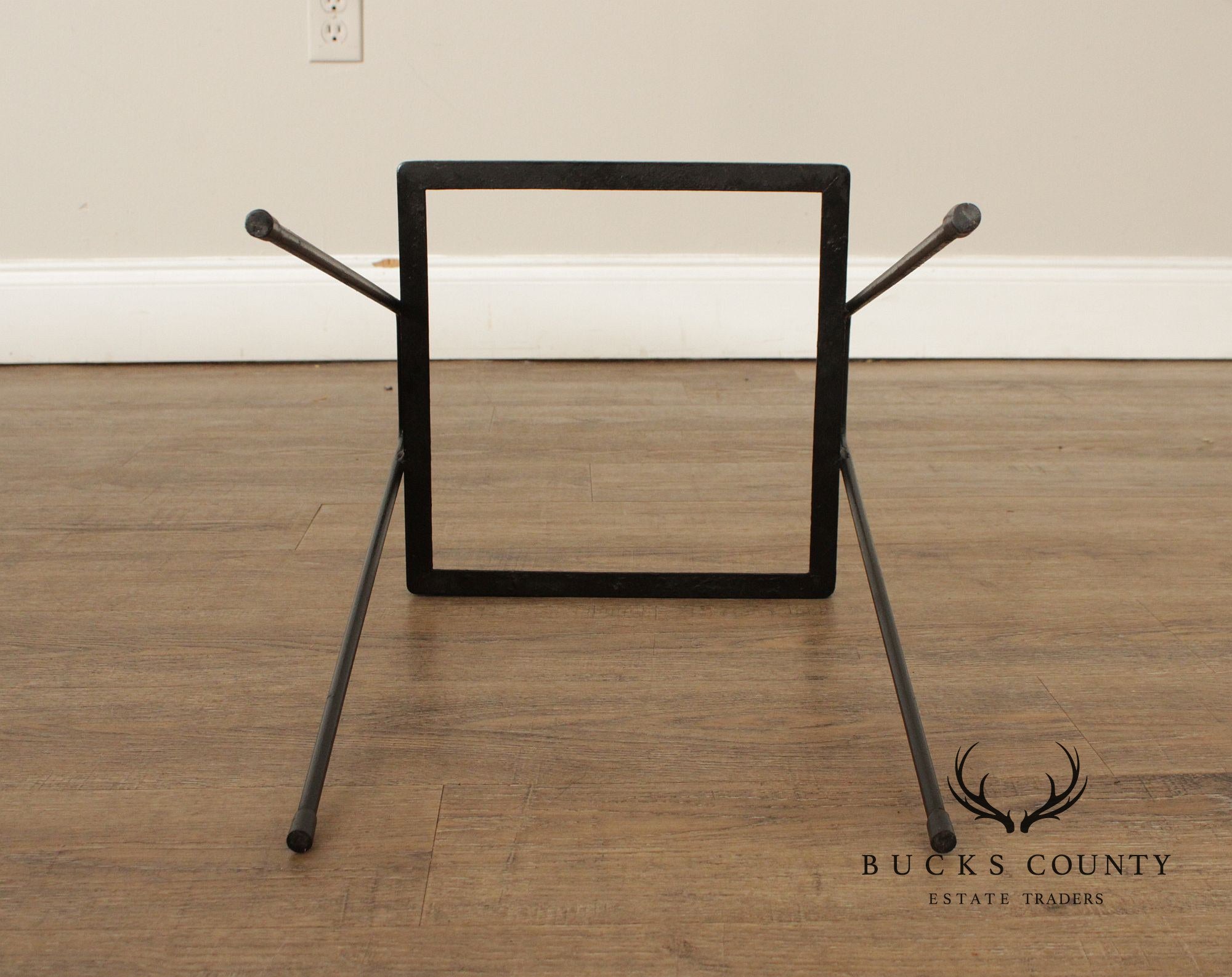 Mid Century Modern Pair of Wrought Iron Tile Top Tray Tables