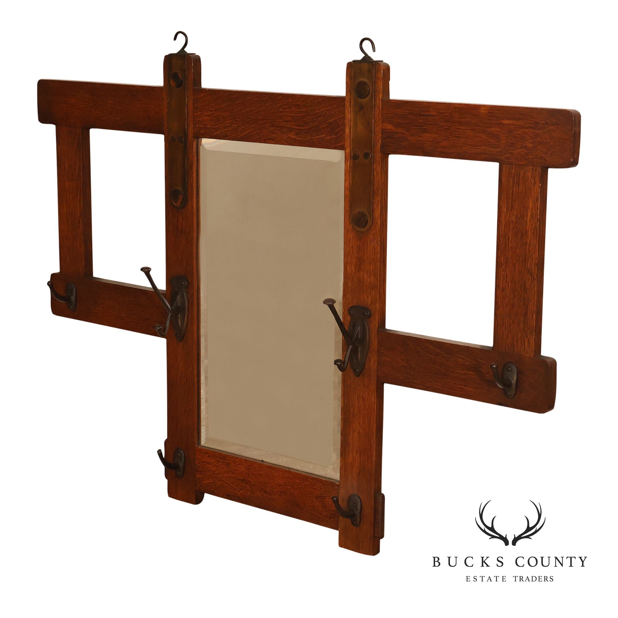 Stickley Brothers Hall Mirror Mission Style Old Coat Rack