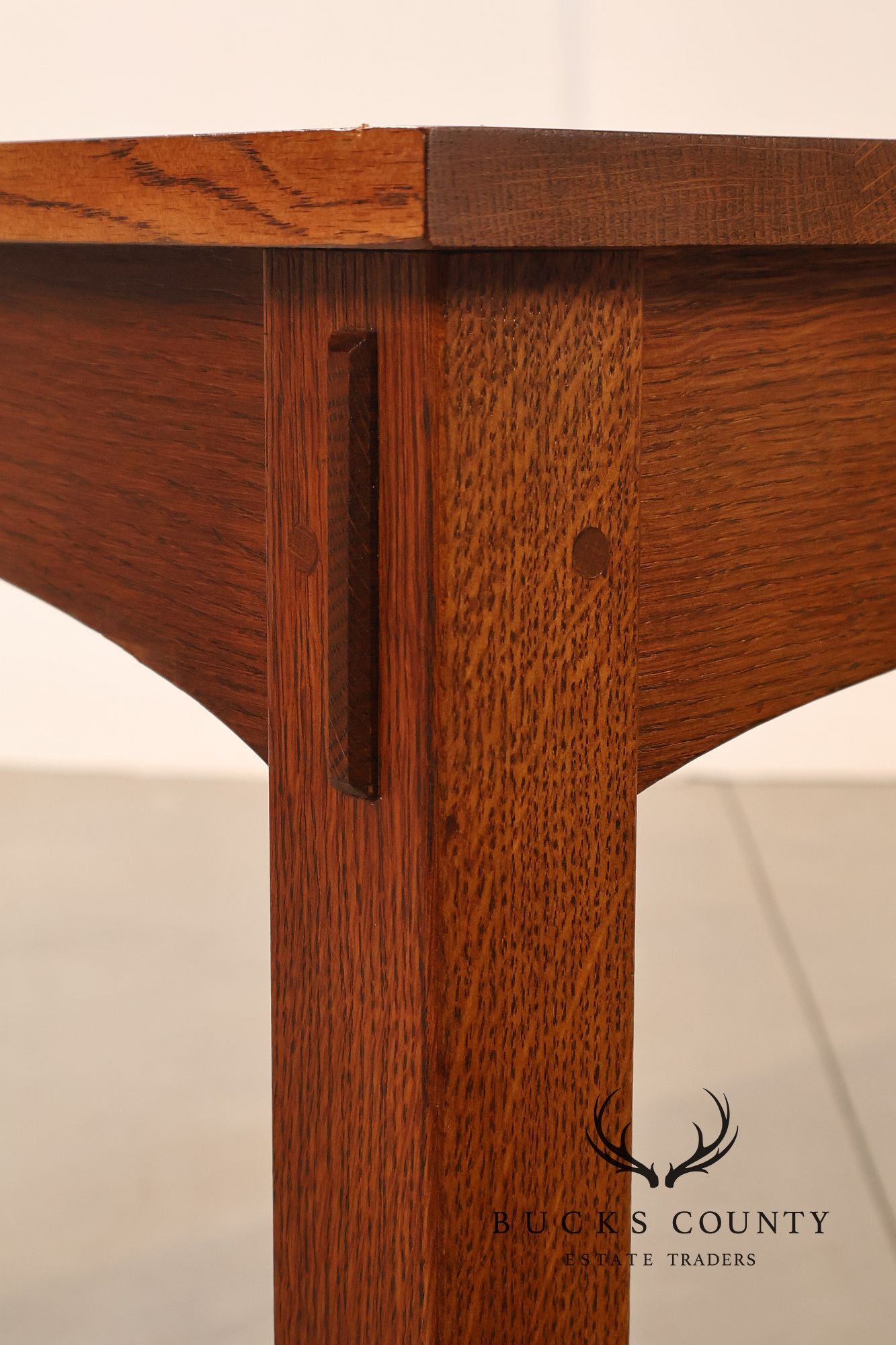 Stickley Mission Collection Harvey Ellis Inlaid Oak Extendable Dining Table