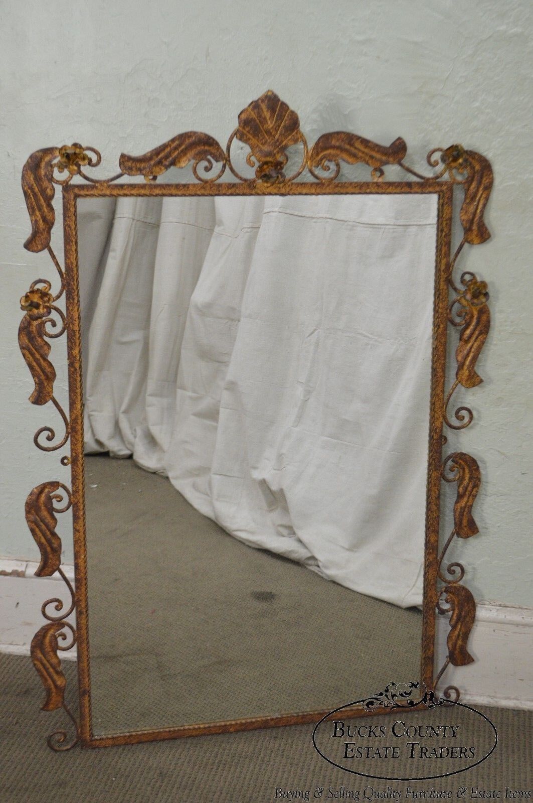 Rococo Style Italian Gilt Metal Frame Wall Mirror