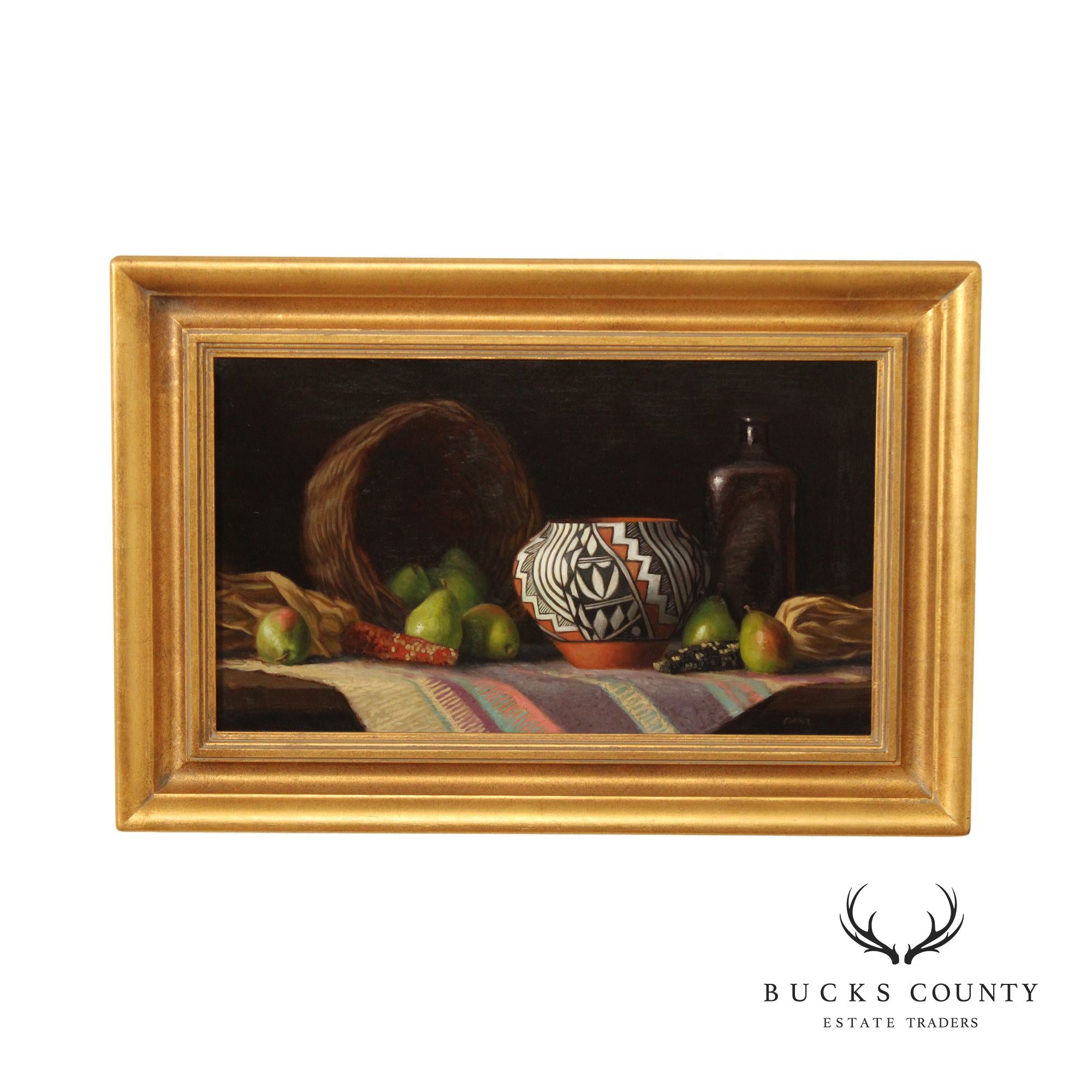 Ernest Baber Framed Still-Life Oil Painting, Acoma Pot