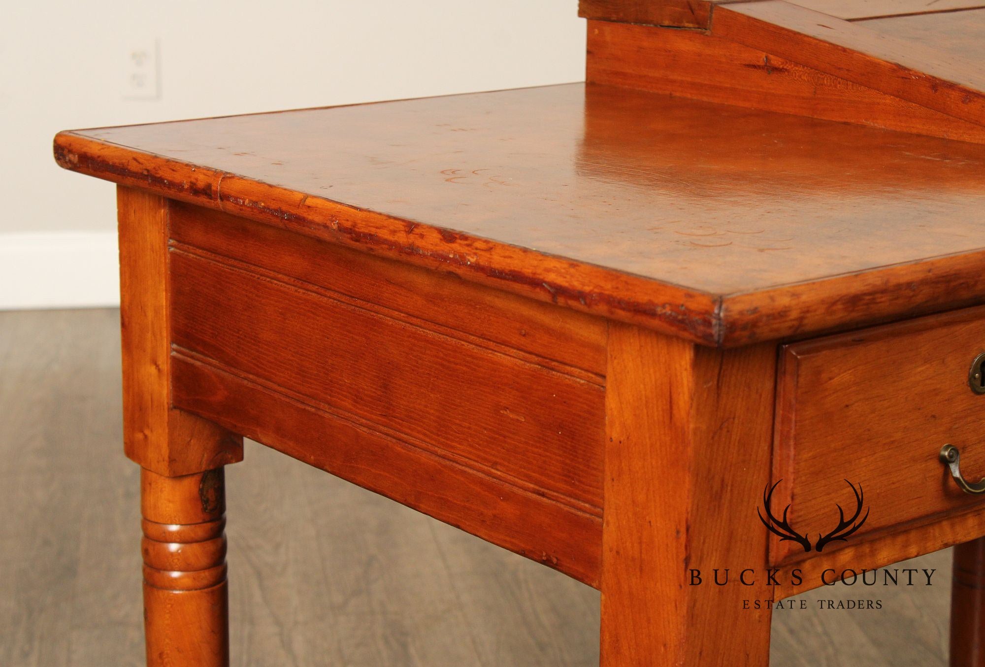 Antique Early American Applewood Slant Top Writing Desk