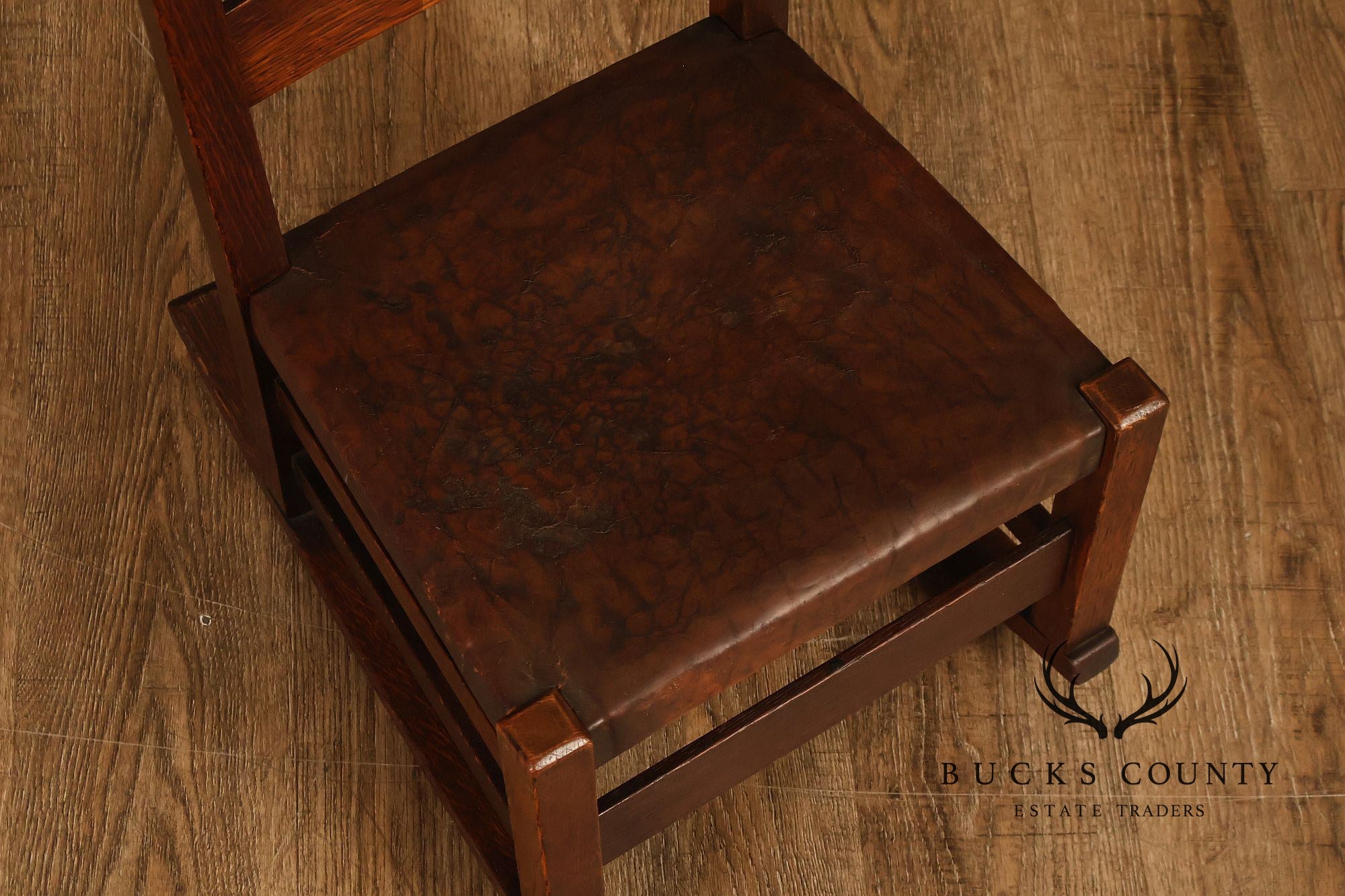 Antique Gustav Stickley Arts And Crafts Oak Child's Chair And Rocker