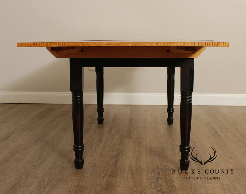 Old Road Furniture Tiger Maple Farmhouse Extendable Dining Table