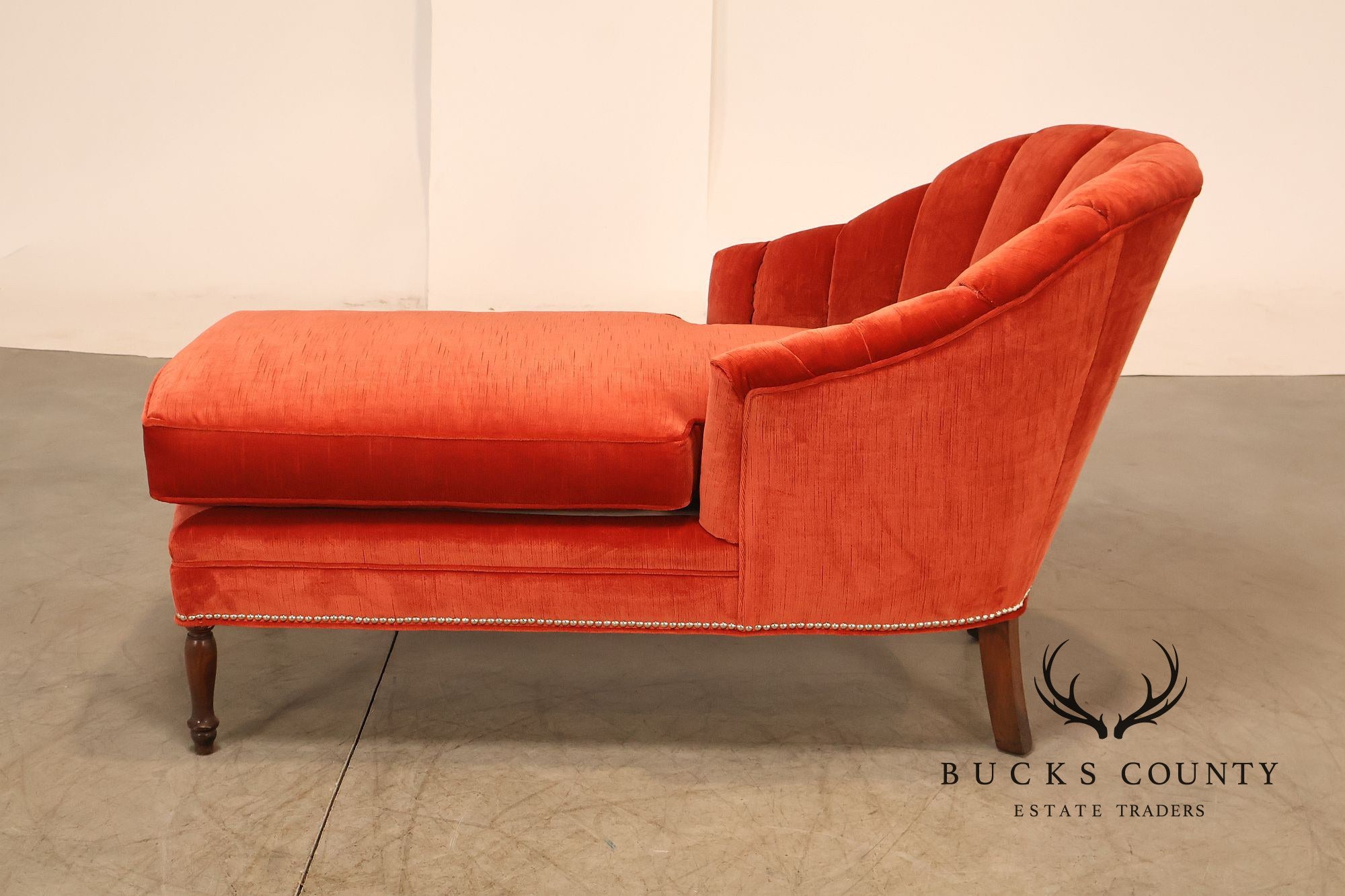 Vintage Channel Back Upholstered Chaise Lounge