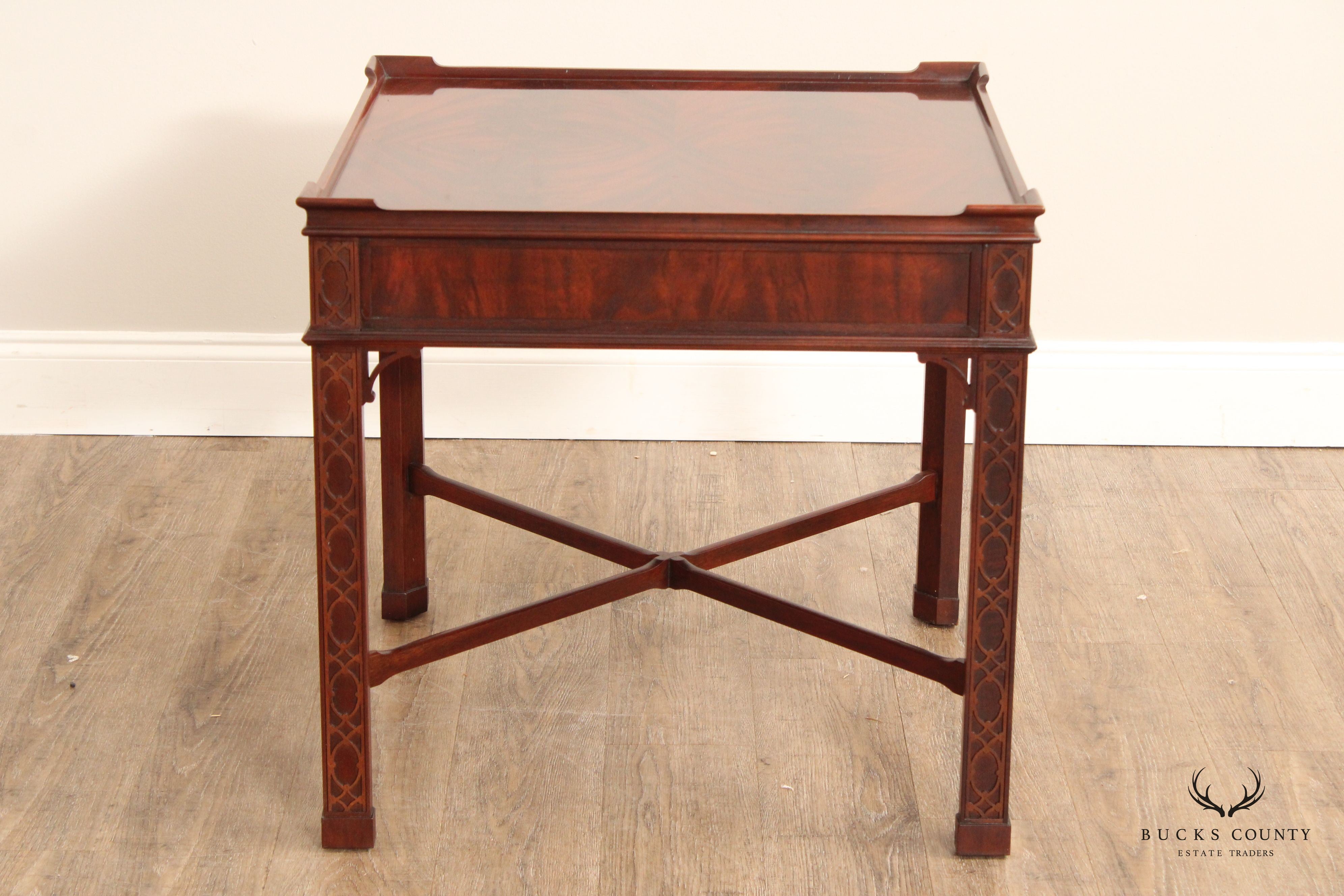 Baker Chinese Chippendale Style Mahogany Side Table