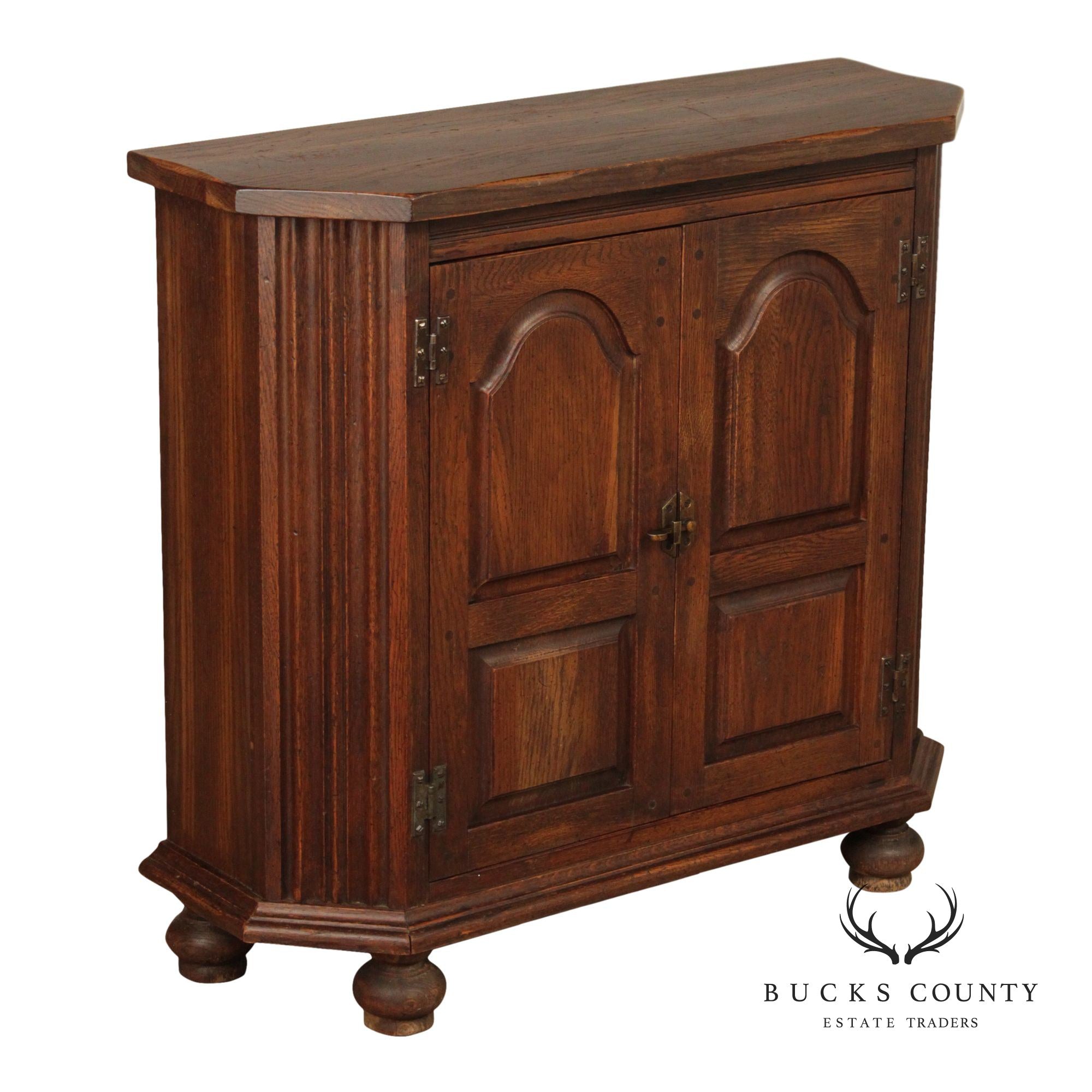 Rustic European Style Oak Console Cabinet