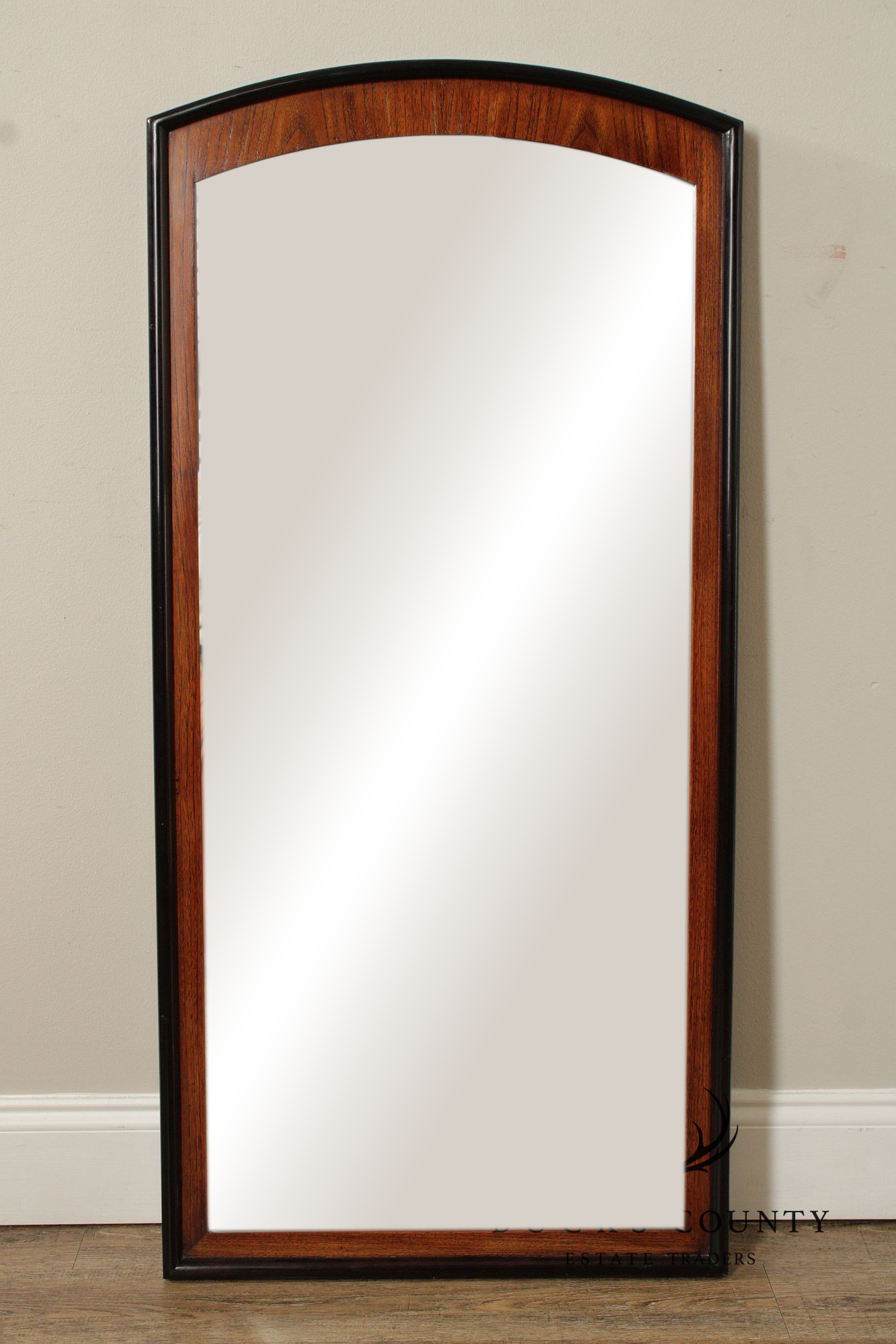 Century Furniture Modern Ebonized Teak Two Tone Arched Wall Mirror