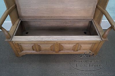 Jonathan Charles Tudor Oak Gothic Style Settee w/ Storage