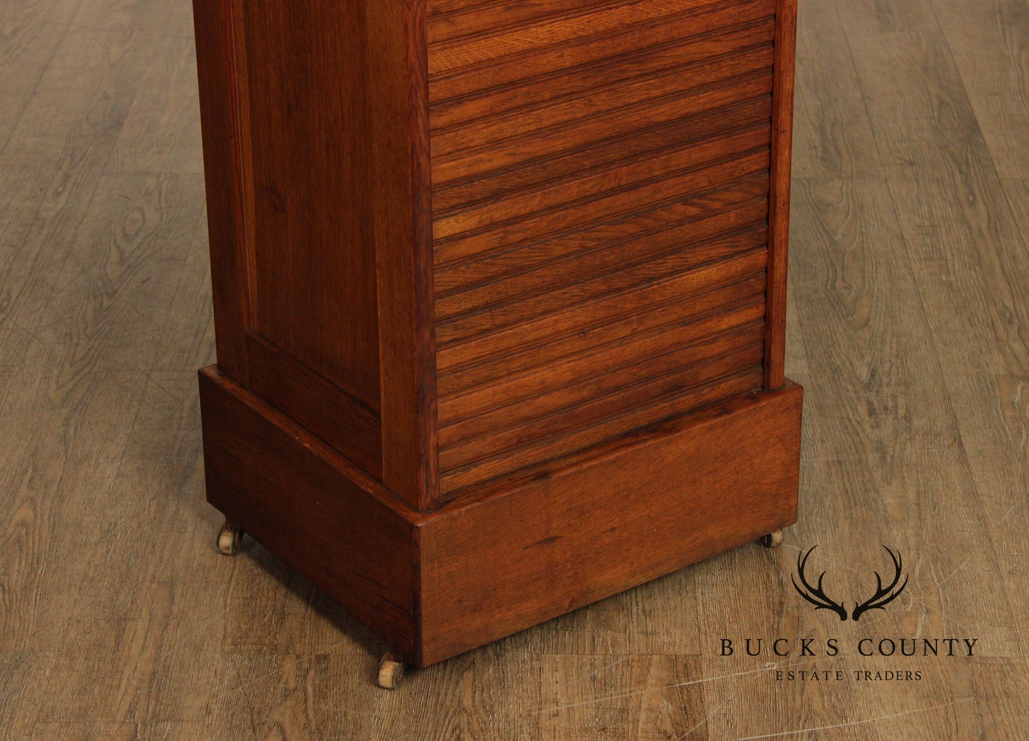 Antique Arts & Crafts Oak Tambour File Cabinet