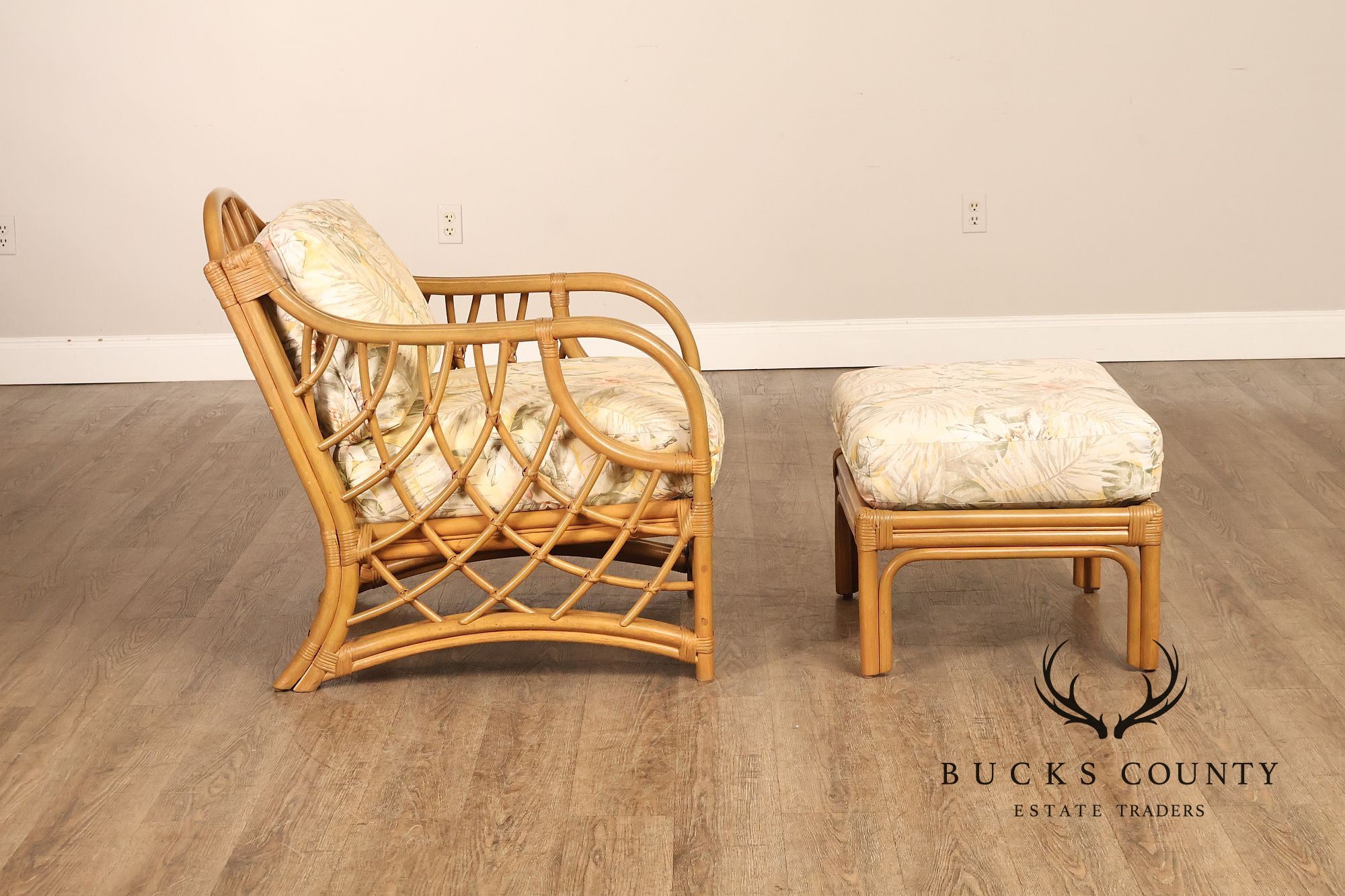 Laneventure Tradewinds Rattan Armchair and Ottoman